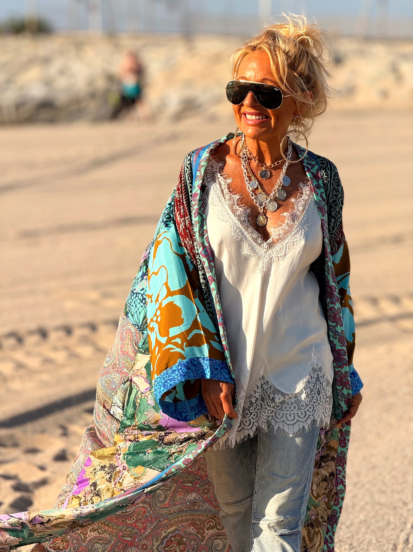 KIMONO ESTAMPADO MANGA 3/4 MULTICOLOR