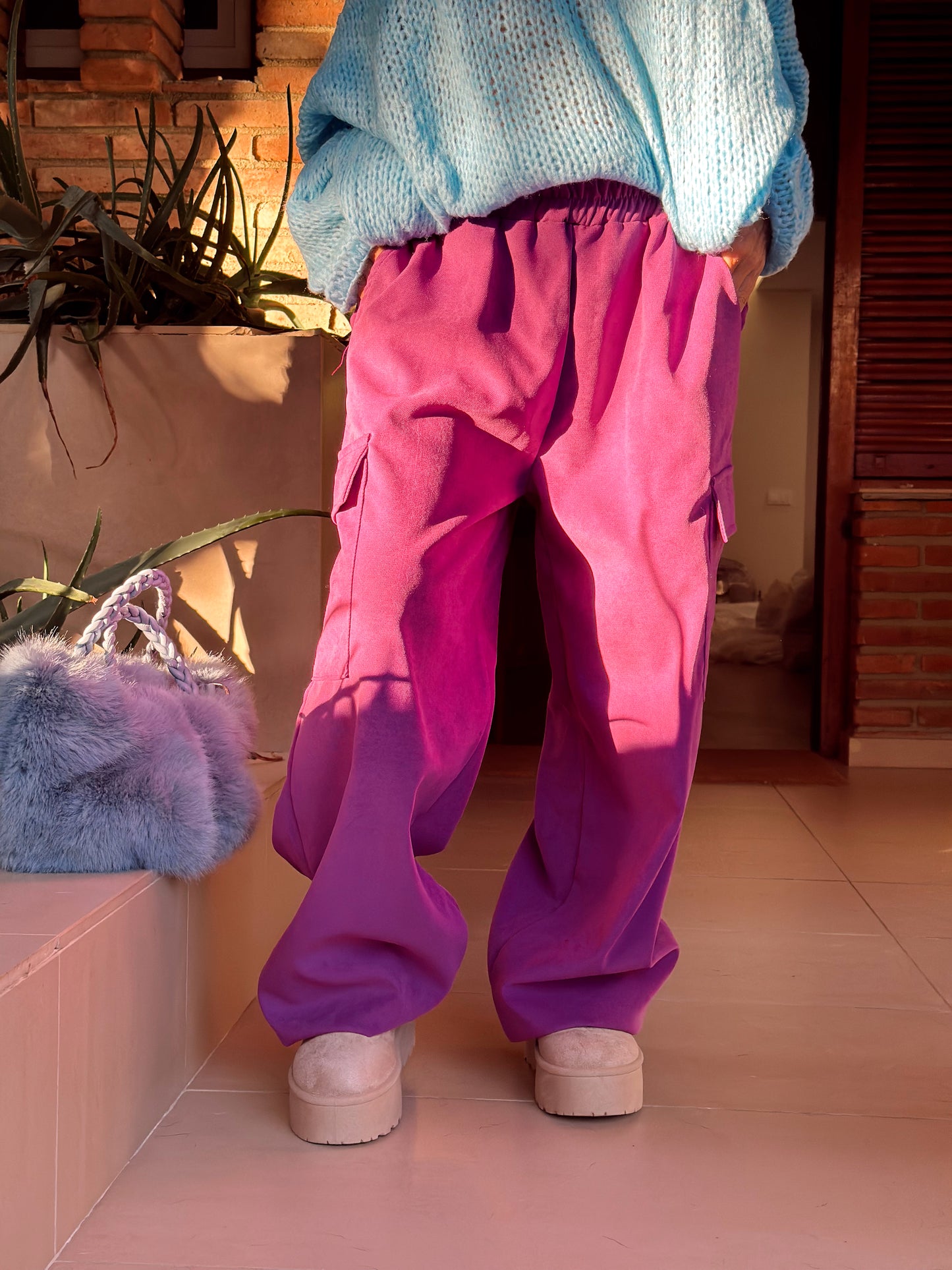 PANTALON TERCIOPELO ODESSA CON BOLSILLOS LILAS