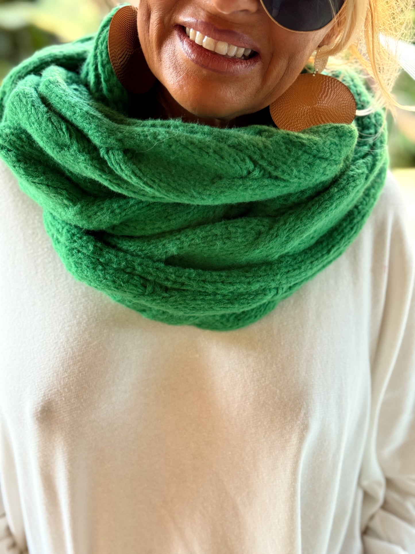 BUFANDA CUELLO DE PUNTO TRENZADO  MULTICOLOR