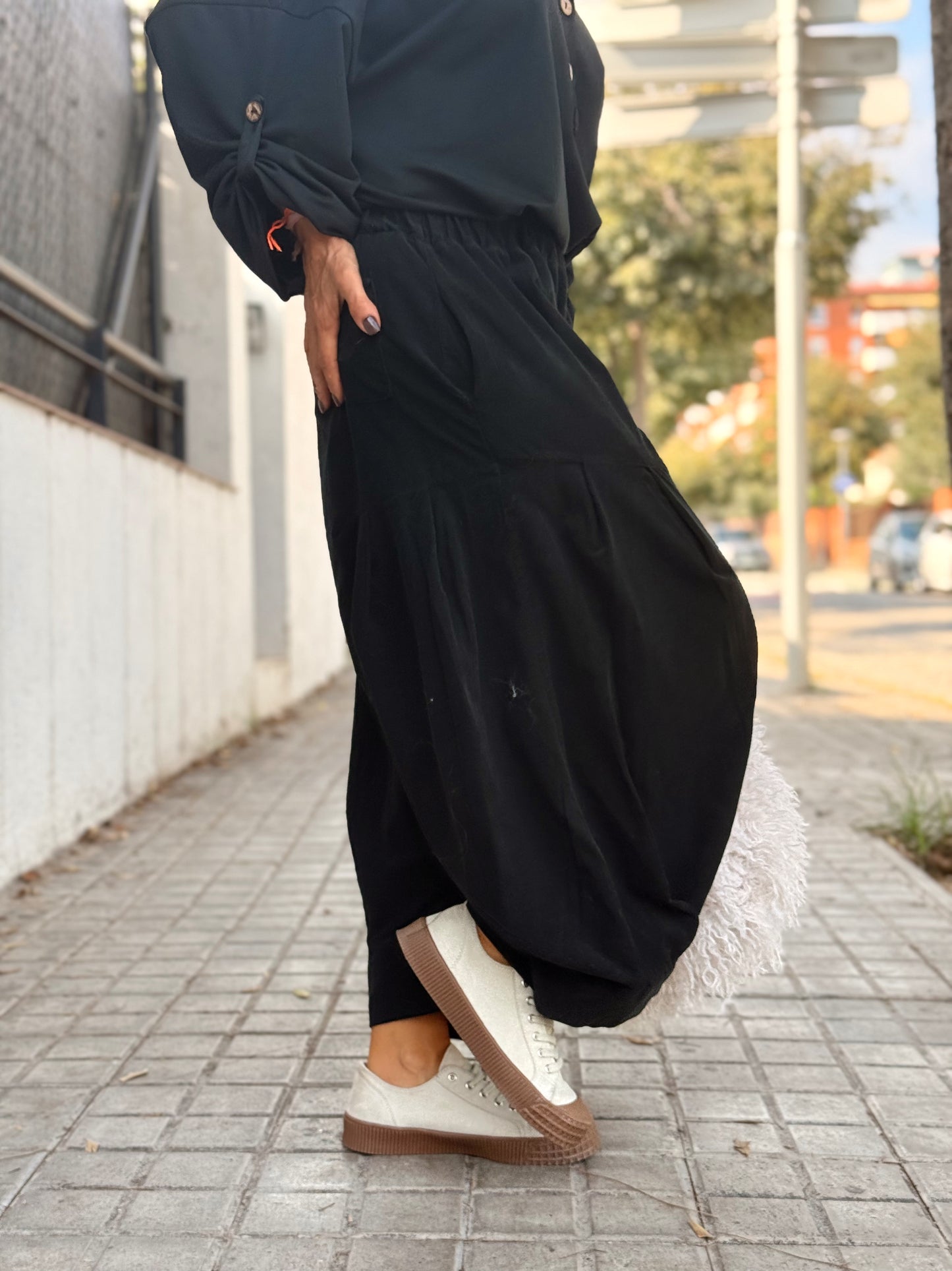 PANTALONES PANA CROPPED BAGGY OVERSIZE MULTICOLOR