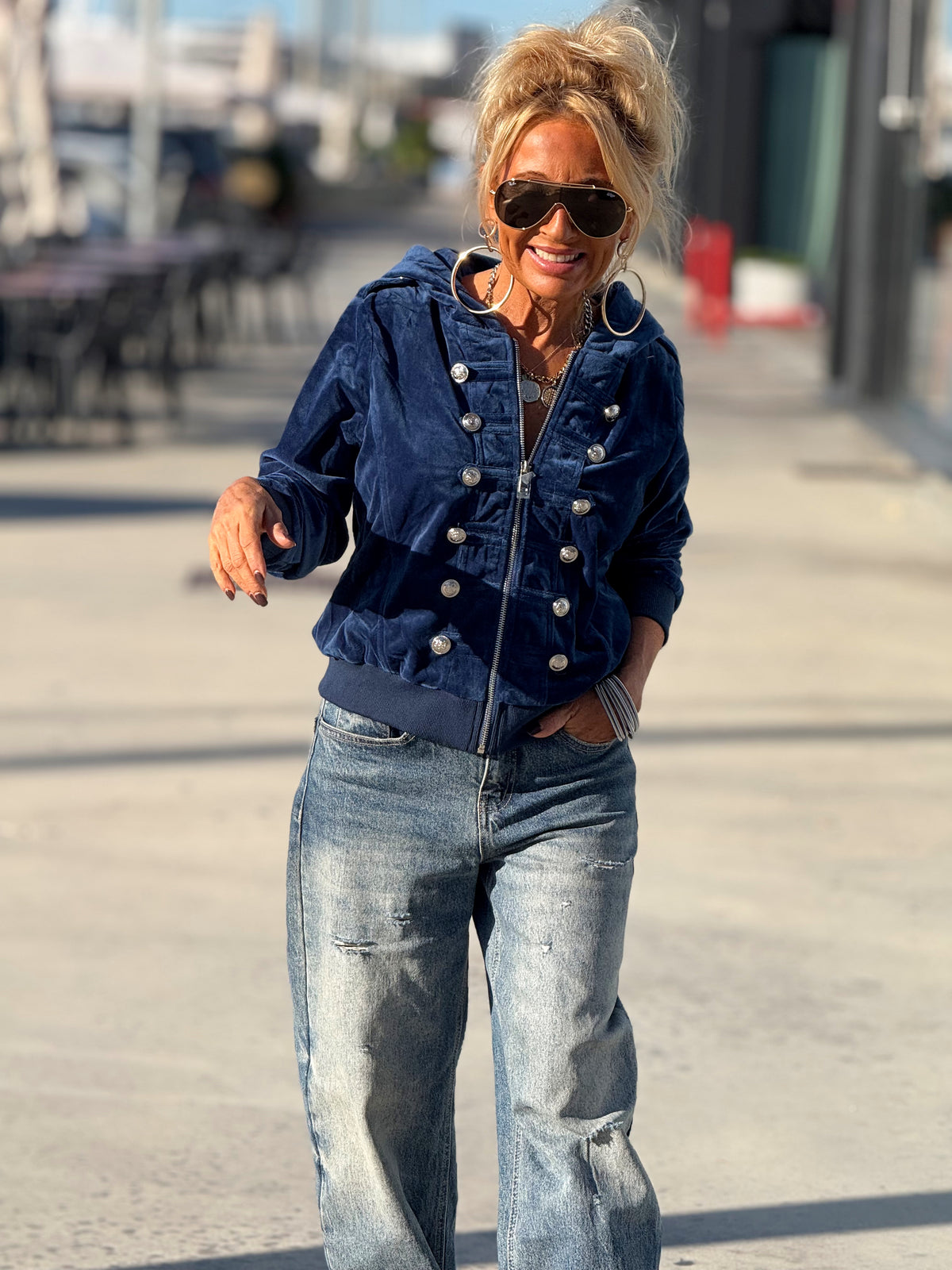 CHAQUETA TERCIOPELO AZUL