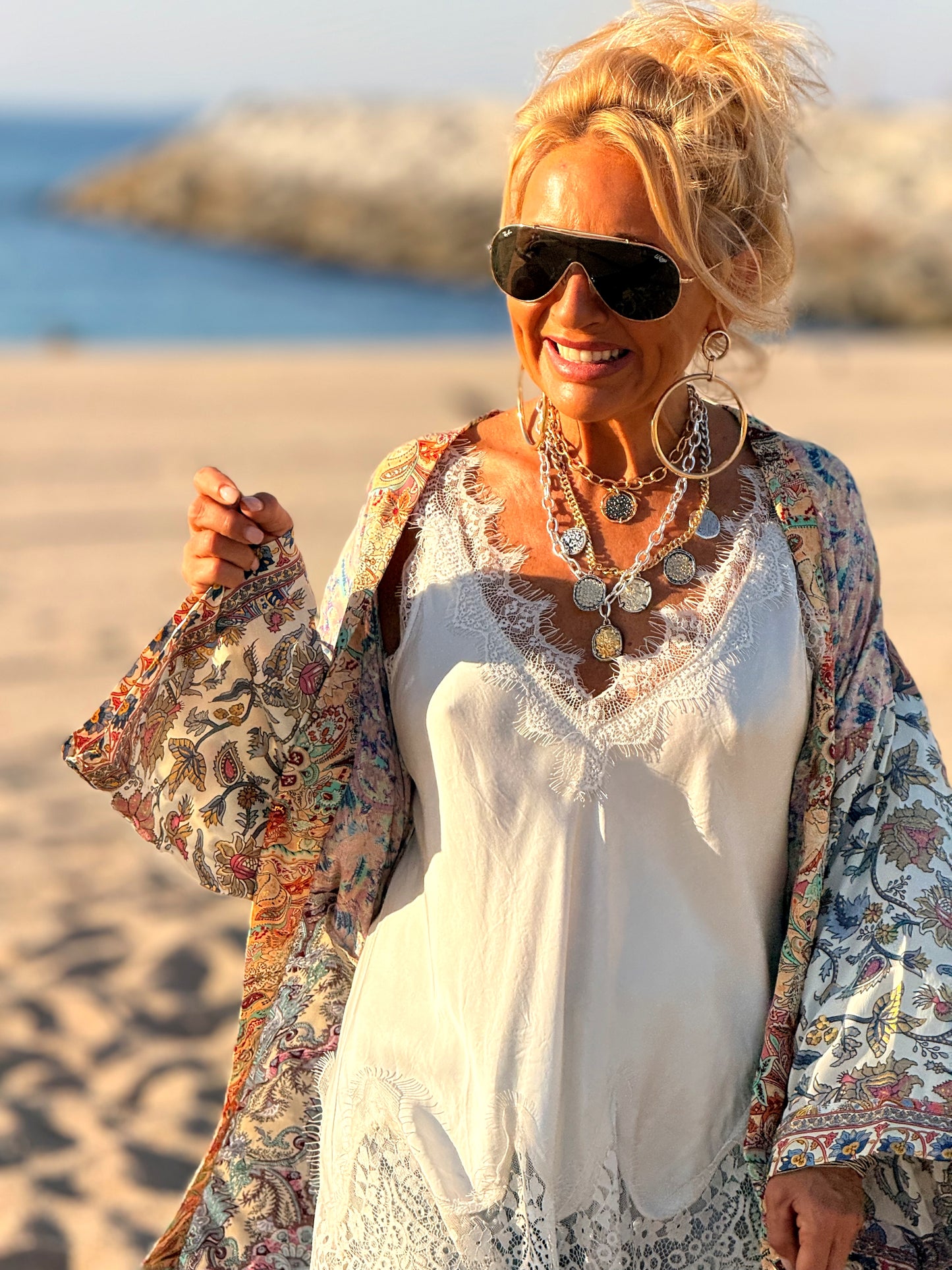 KIMONO ESTAMPADO MANGA 3/4 MULTICOLOR