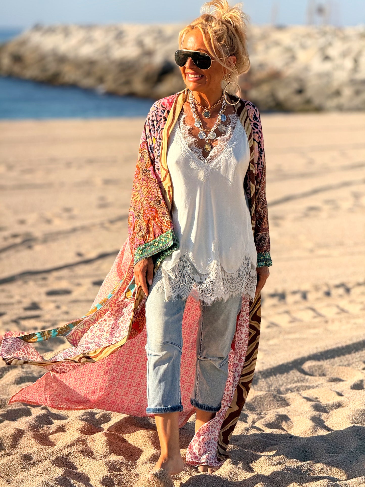 KIMONO ESTAMPADO MANGA 3/4 MULTICOLOR