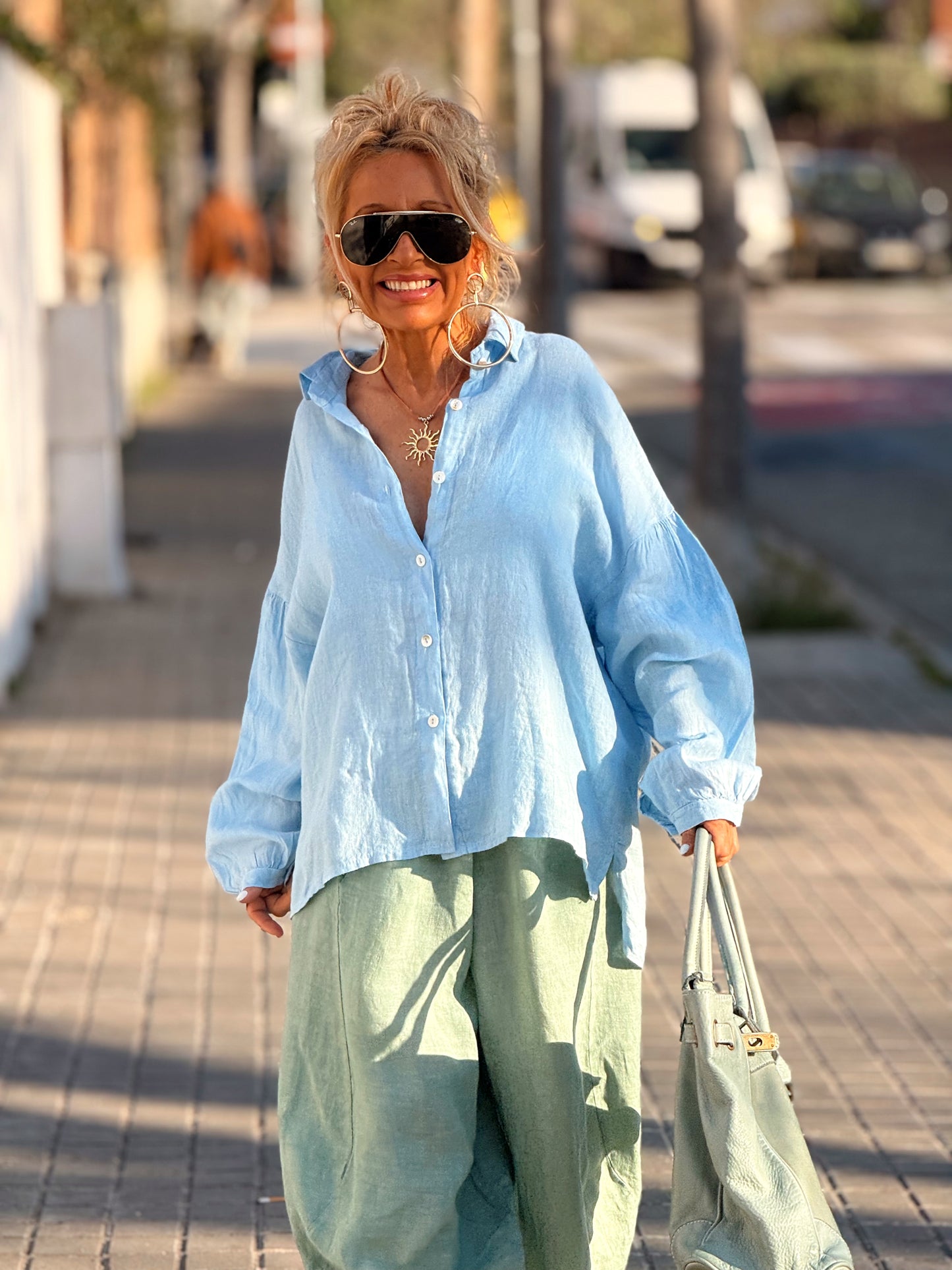 CAMISA OVERSIZE LINO LEA MULTICOLOR