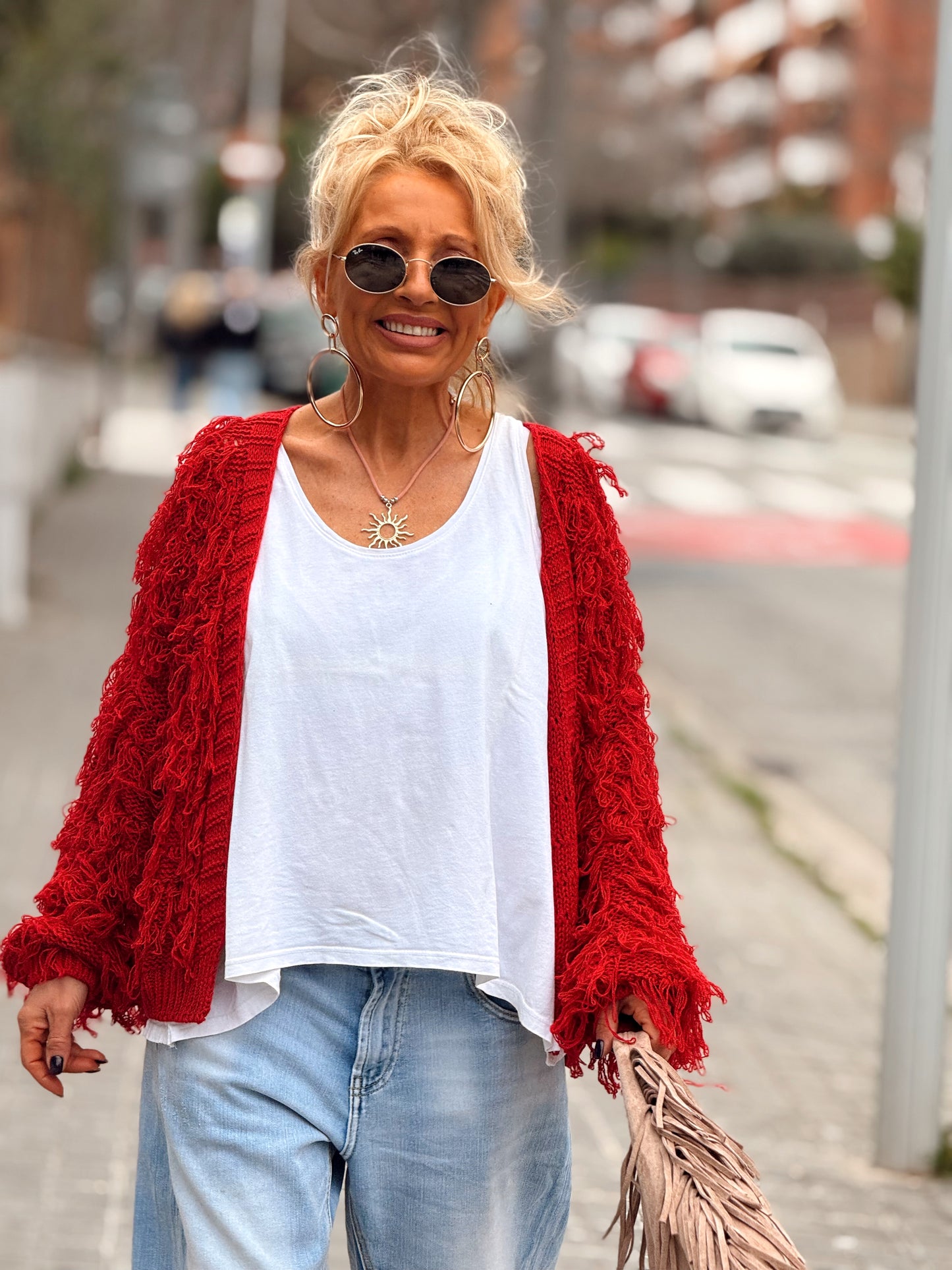 CARDIGAN CON FLECOS KEZIA MULTICOLOR