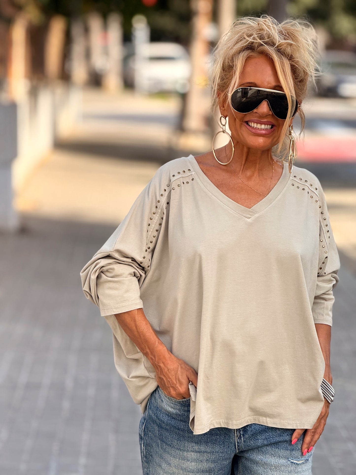 CAMISETA TACHAS CARMEN BEIGE