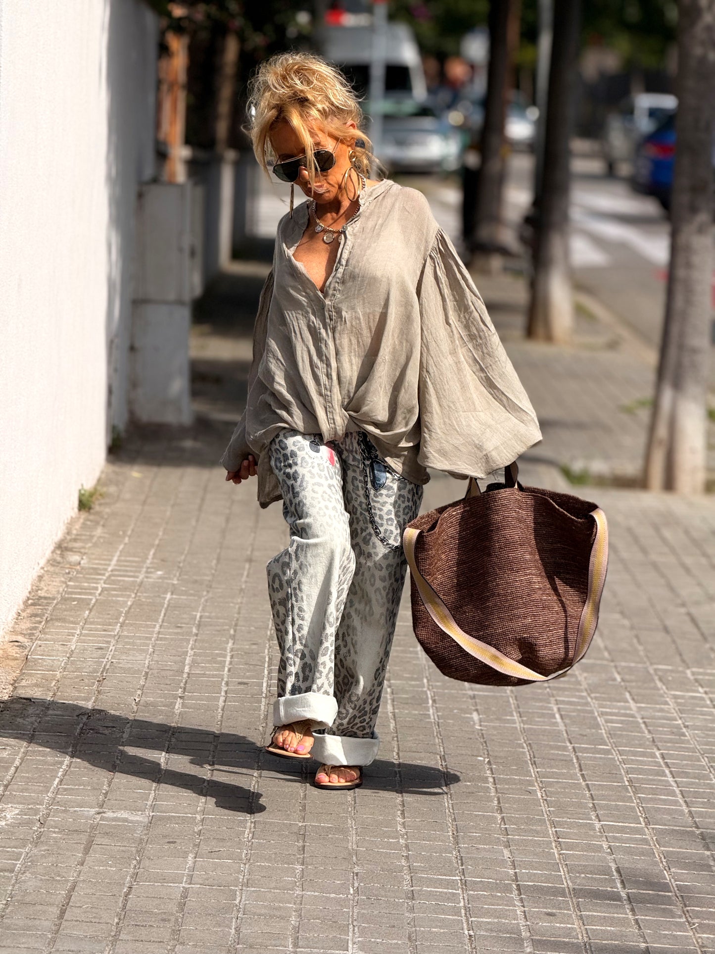 JEANS ESTAMPADO ANIMAL PRINT CRUDO