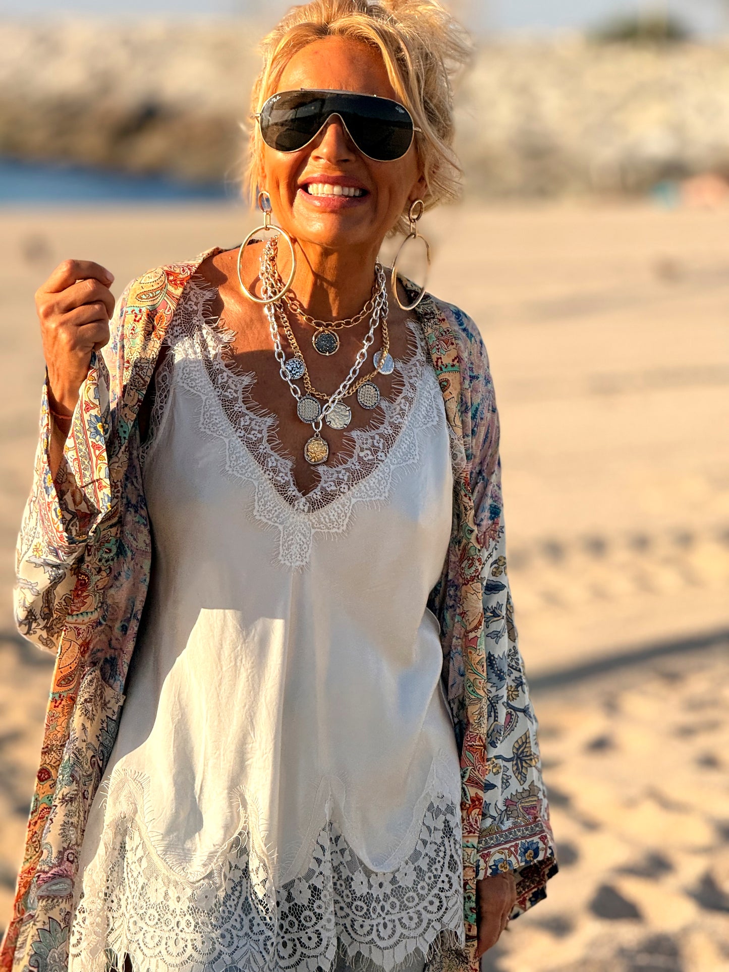 KIMONO ESTAMPADO MANGA 3/4 MULTICOLOR