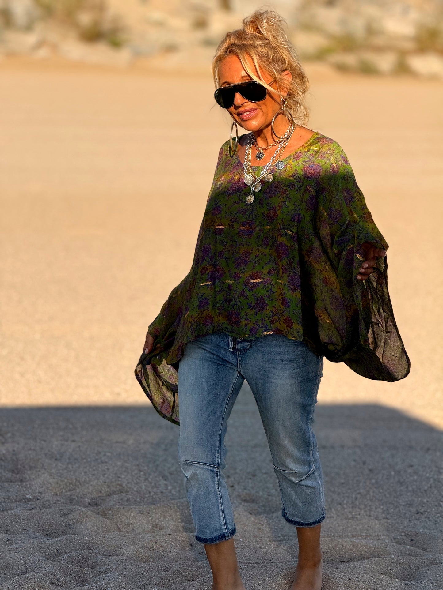 BLUSA-CAPA ESTAMPADO CREPE DE SEDA INDY MULTICOLOR