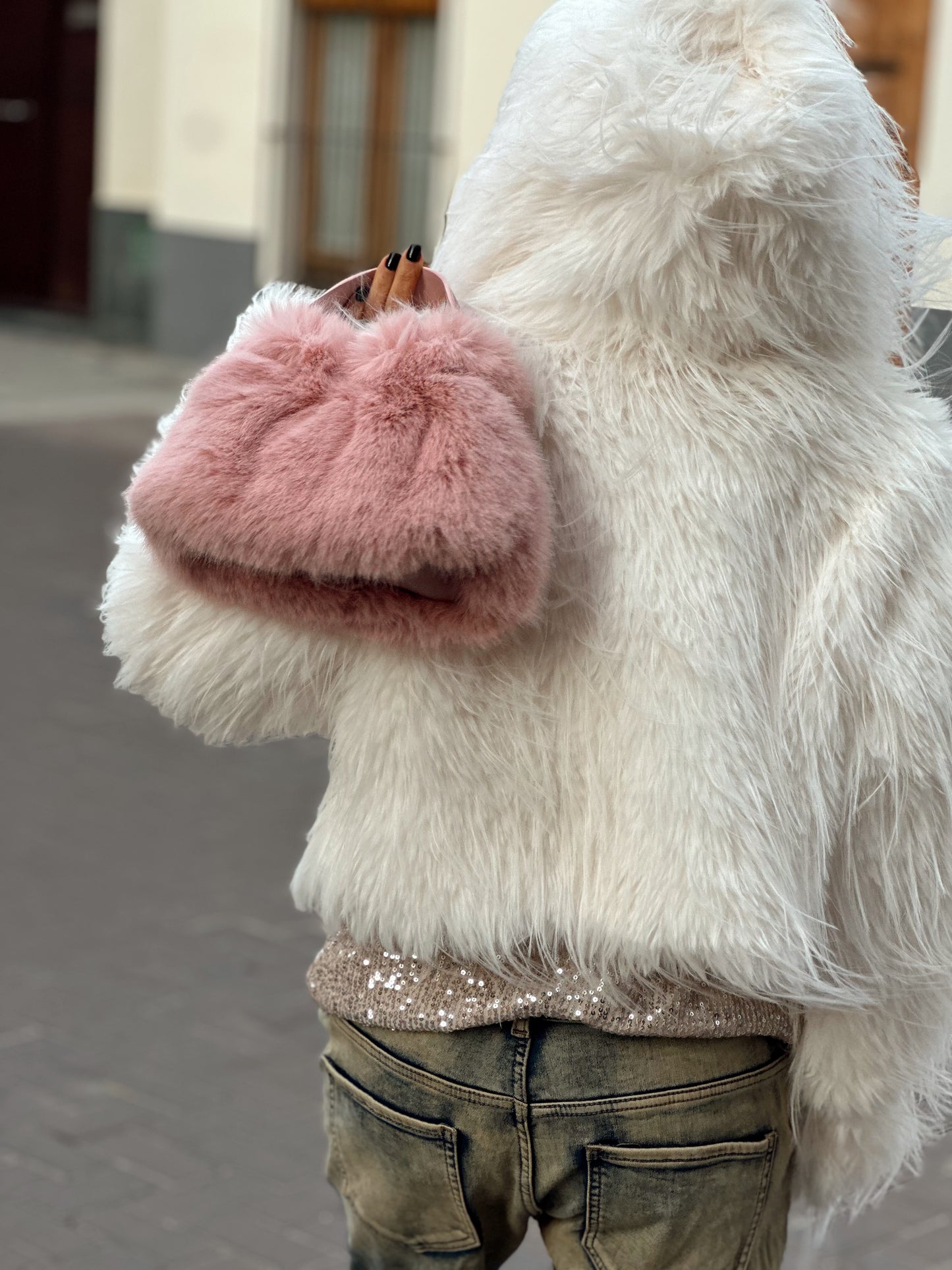 BOLSO PELO SINTÉTICO NOUKY ROSA