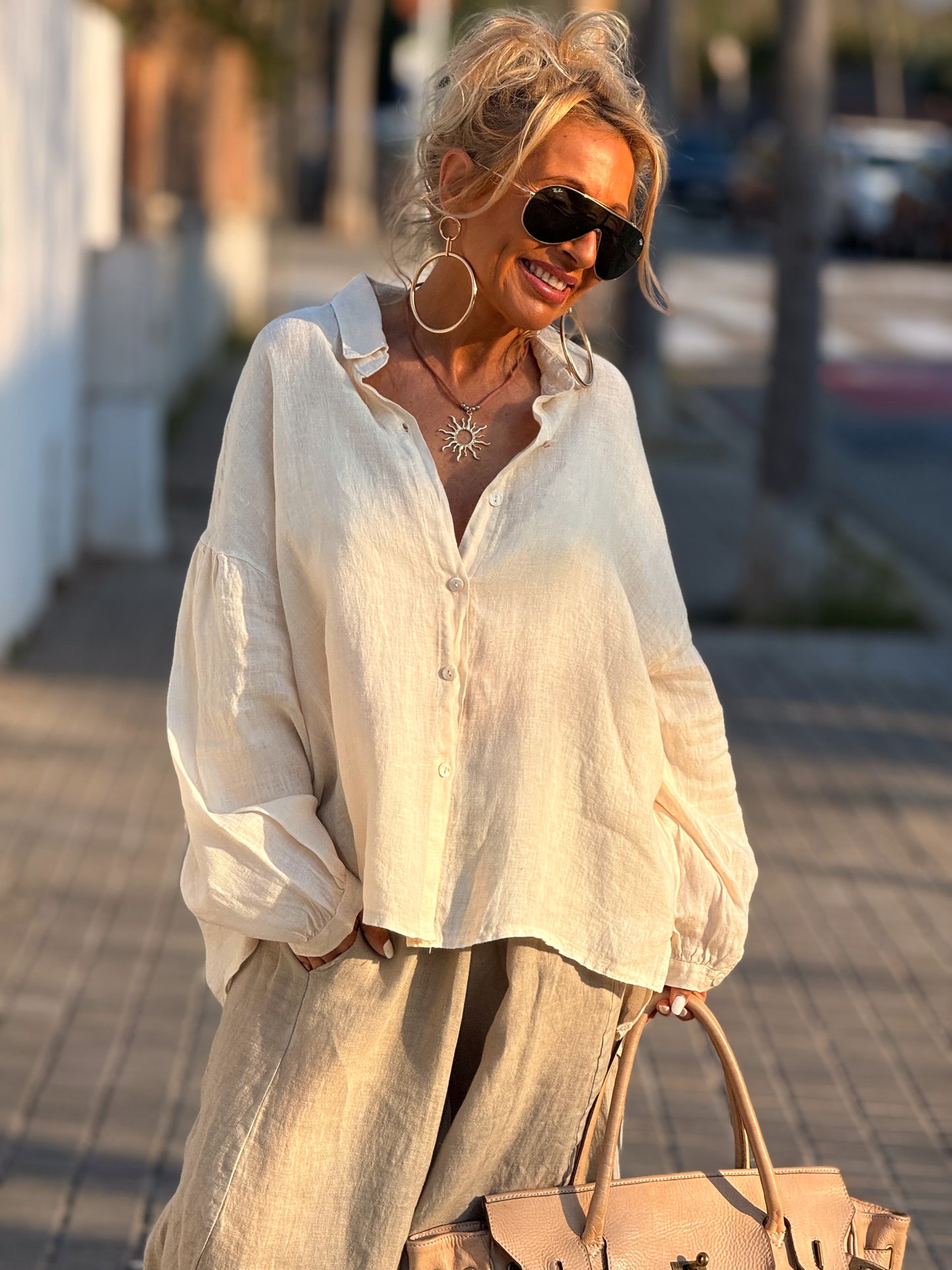 CAMISA OVERSIZE LINO LEA MULTICOLOR