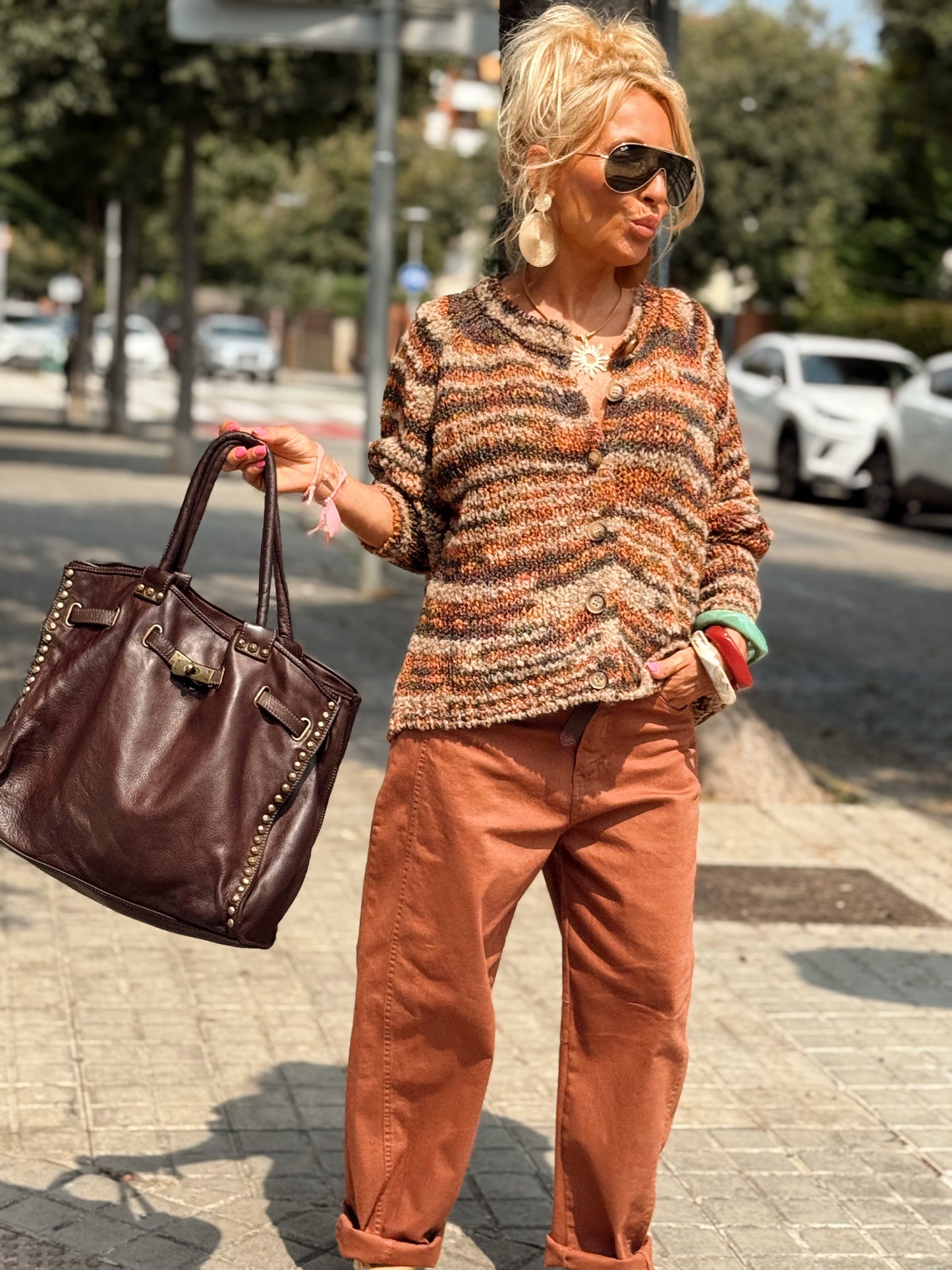 PANTALON CON CINTURÓN CAMILLE  MULTICOLOR