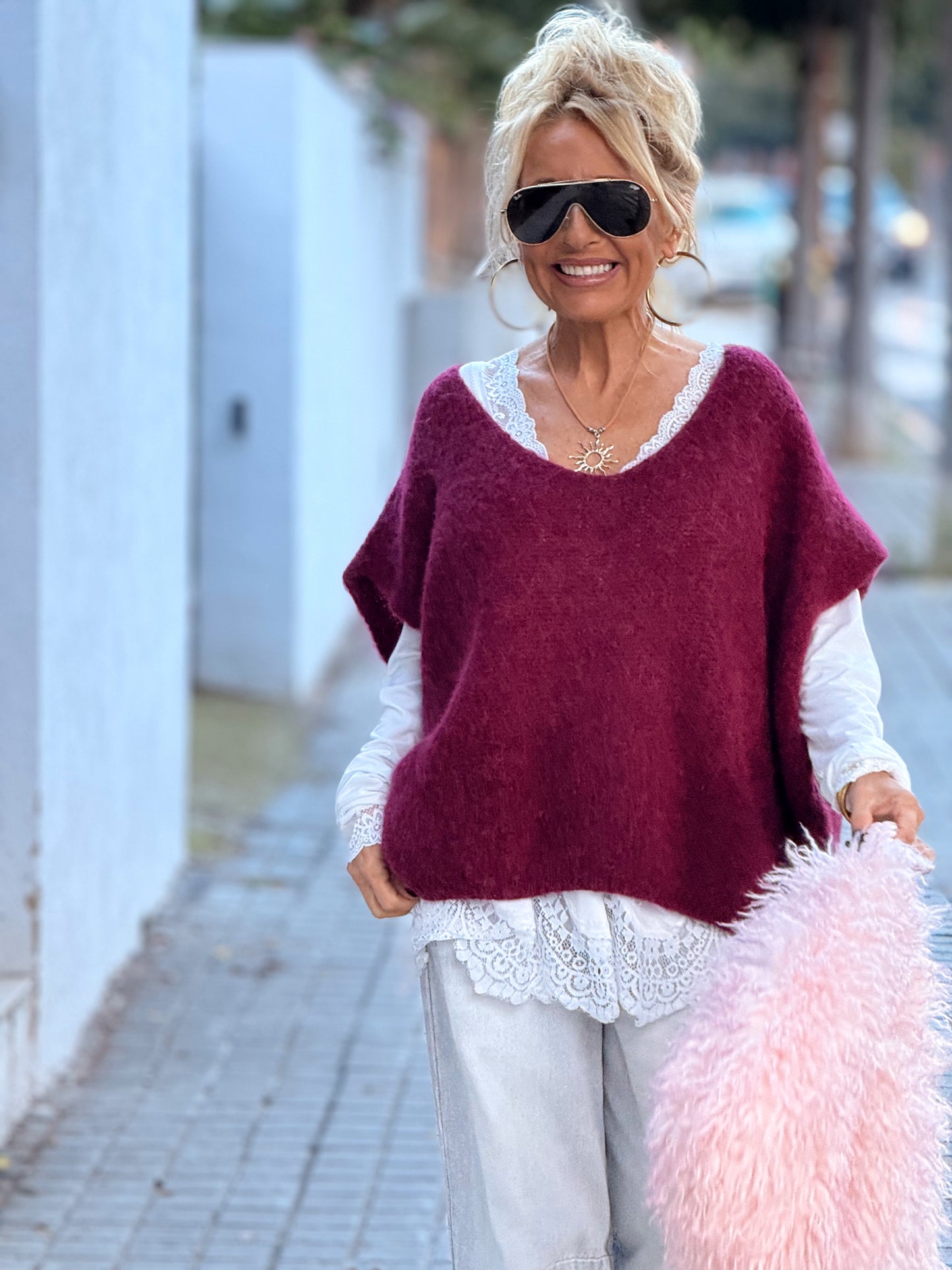 JERSEY-CHALECO DE PUNTO SUPER OVERSIZE LUANA MULTICOLOR