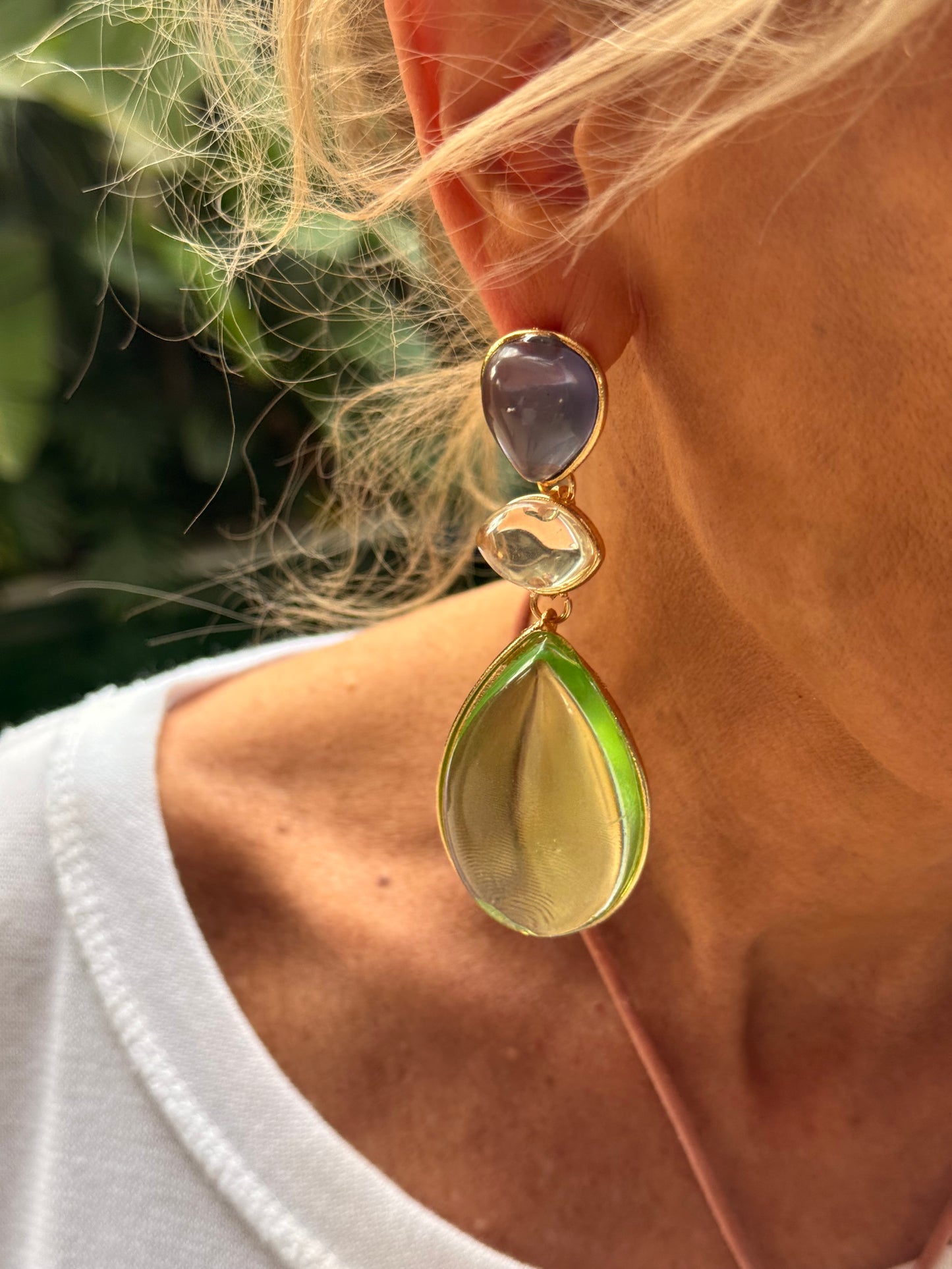 PENDIENTES GOTA VERDE