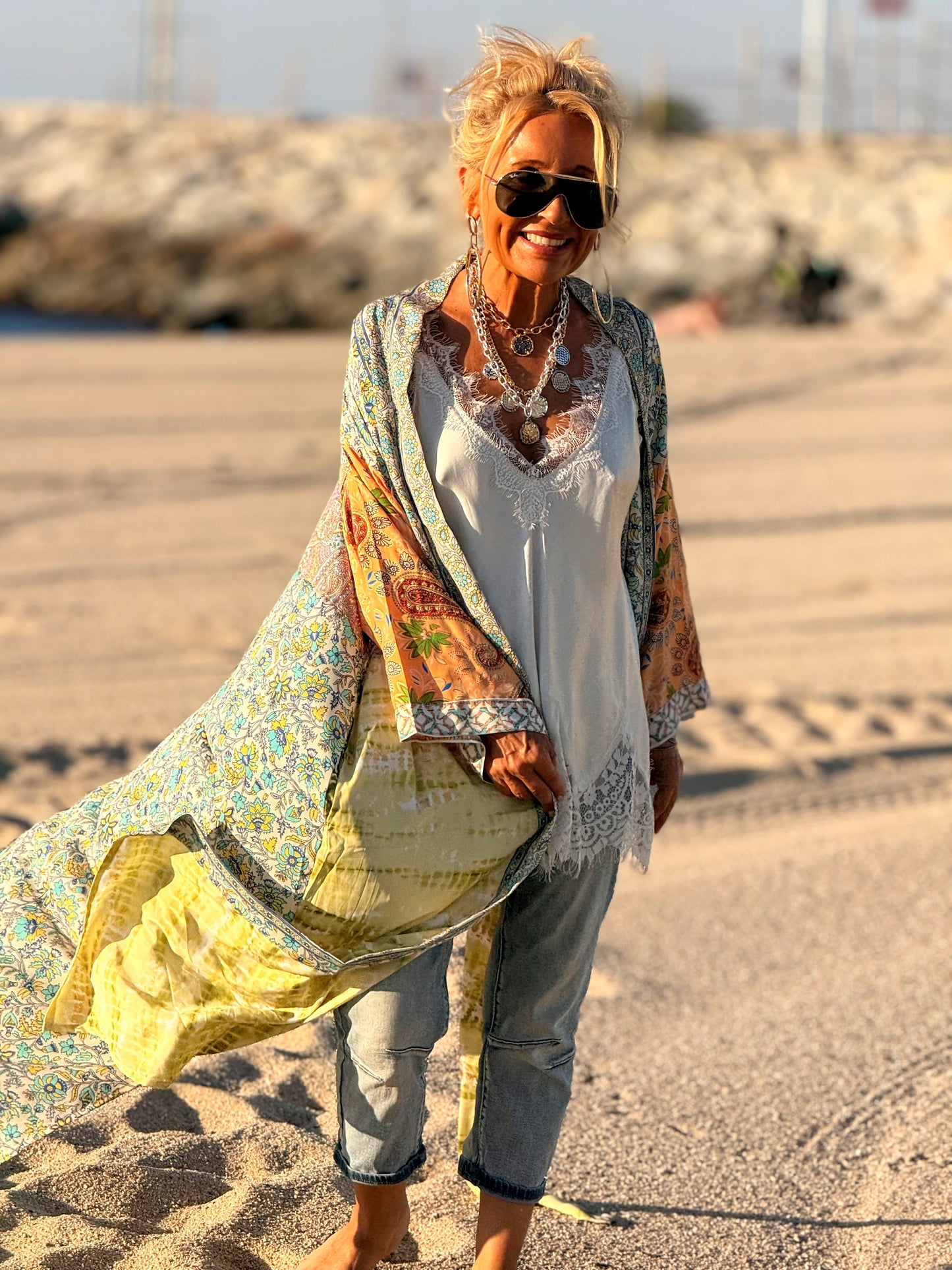 KIMONO ESTAMPADO MANGA 3/4 MULTICOLOR