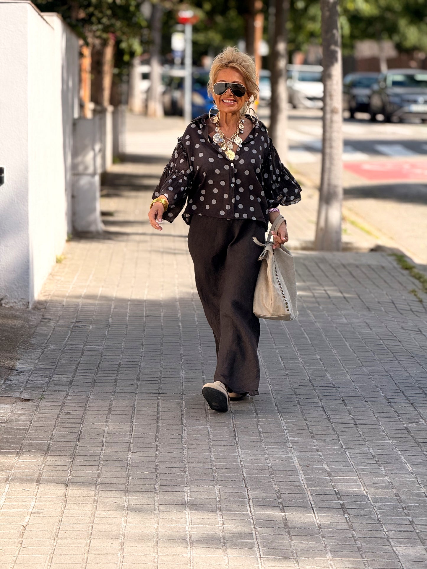 CAMISA CORTA LUNARES MULTICOLOR
