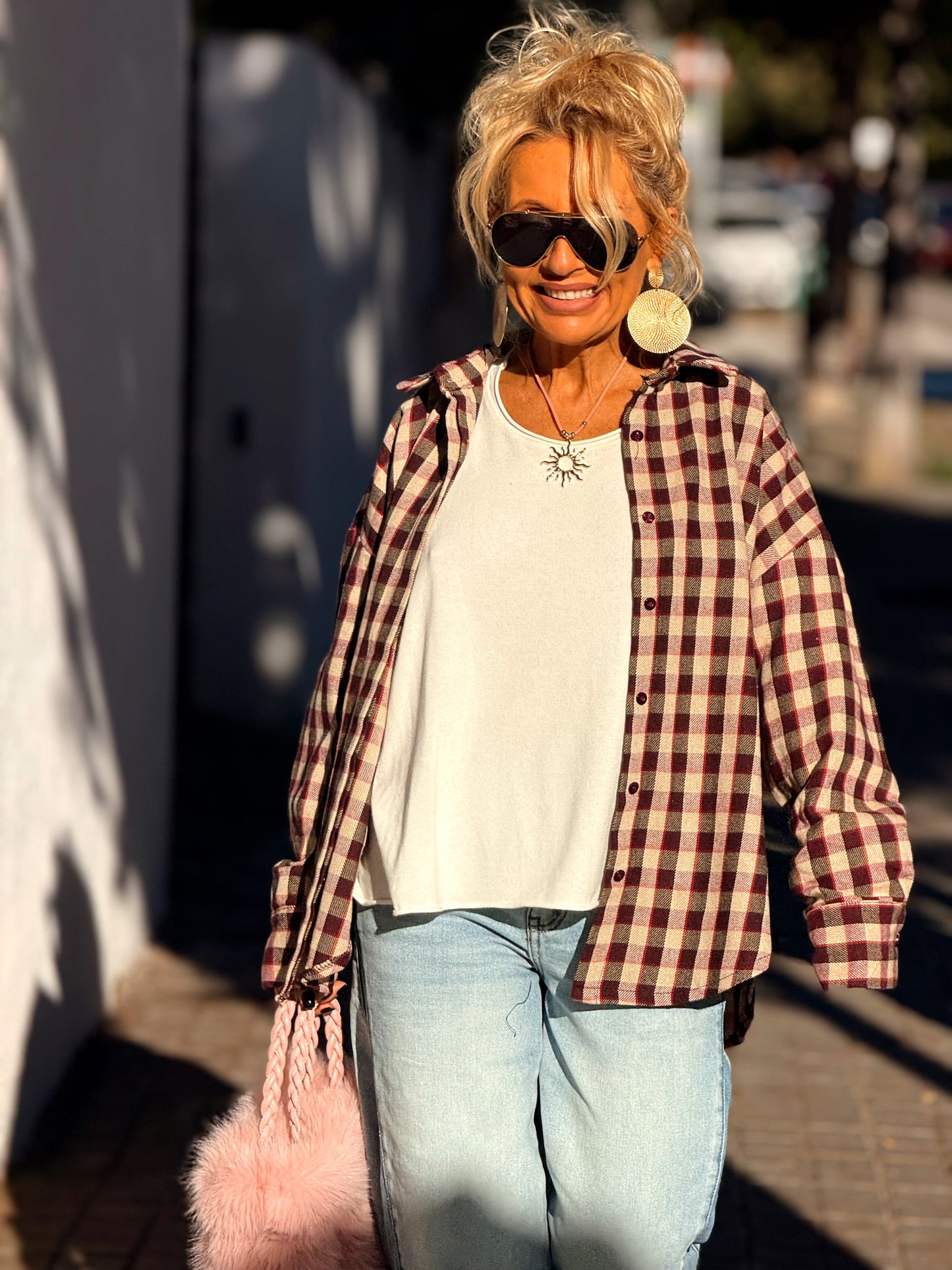 CAMISA CUADROS GRANATE