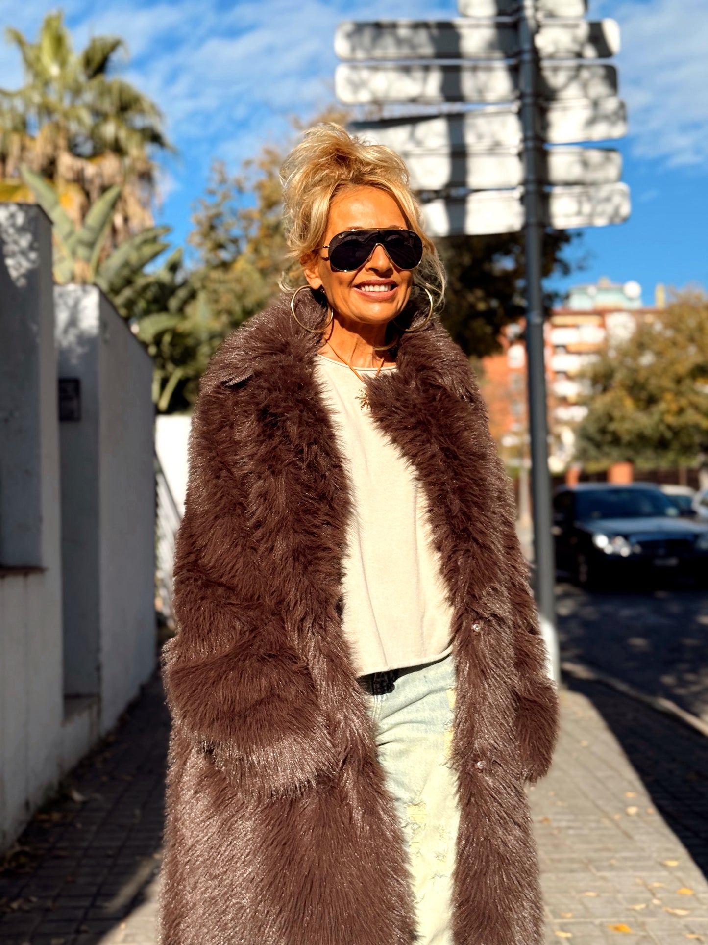 ABRIGO PELO SINTÉTICO OVERSIZE JULIA MULTICOLOR