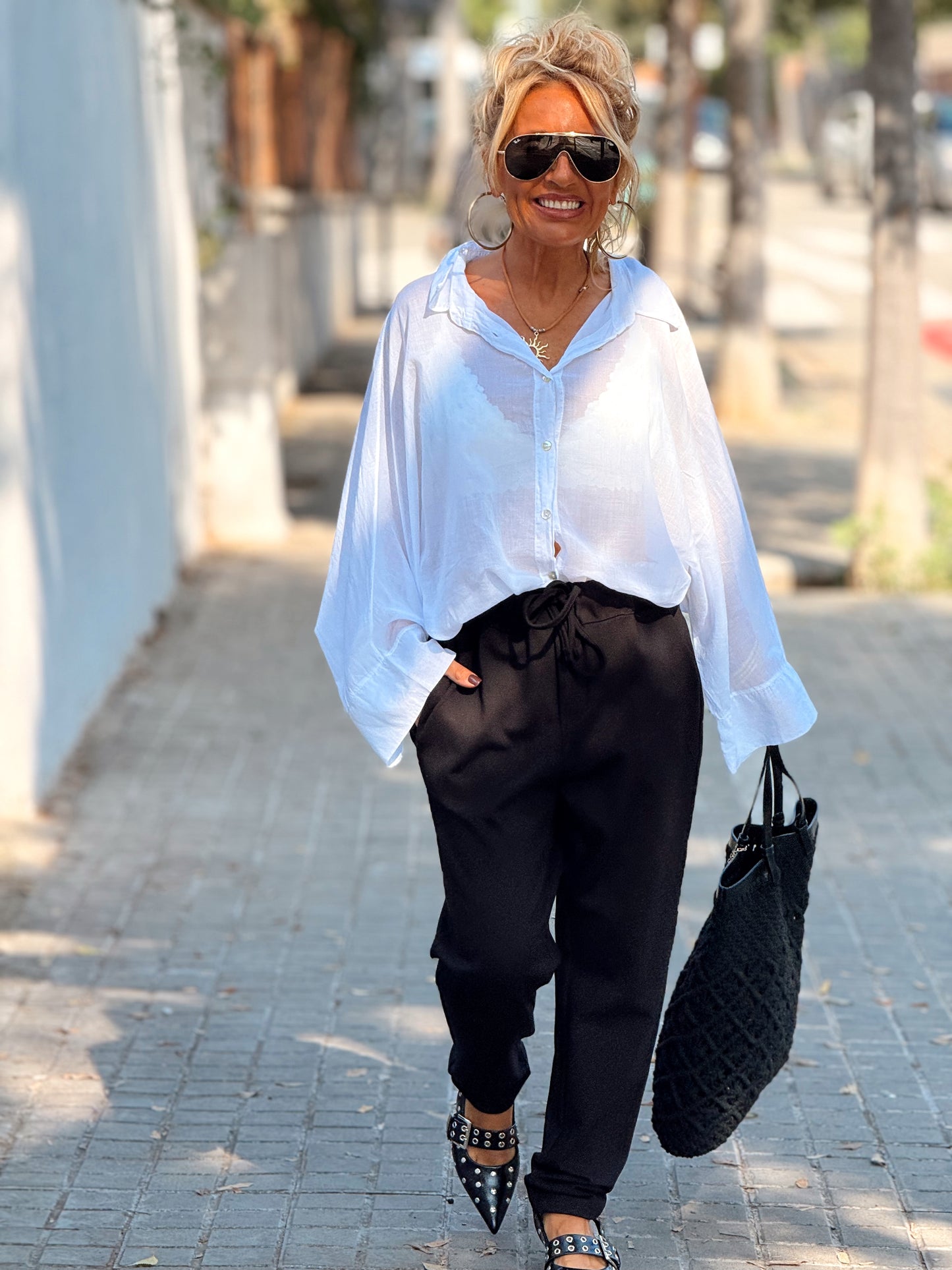 PANTALON CON CORDON BENJAMIN NEGRO