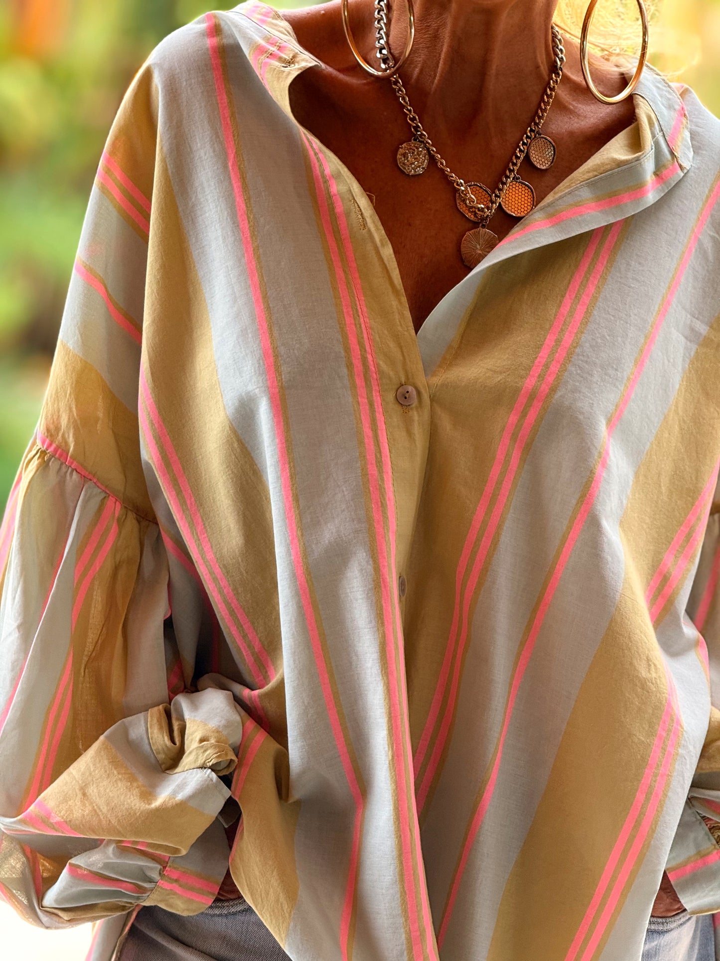CAMISA OVERSIZE LOLITA RAYAS MULTICOLOR