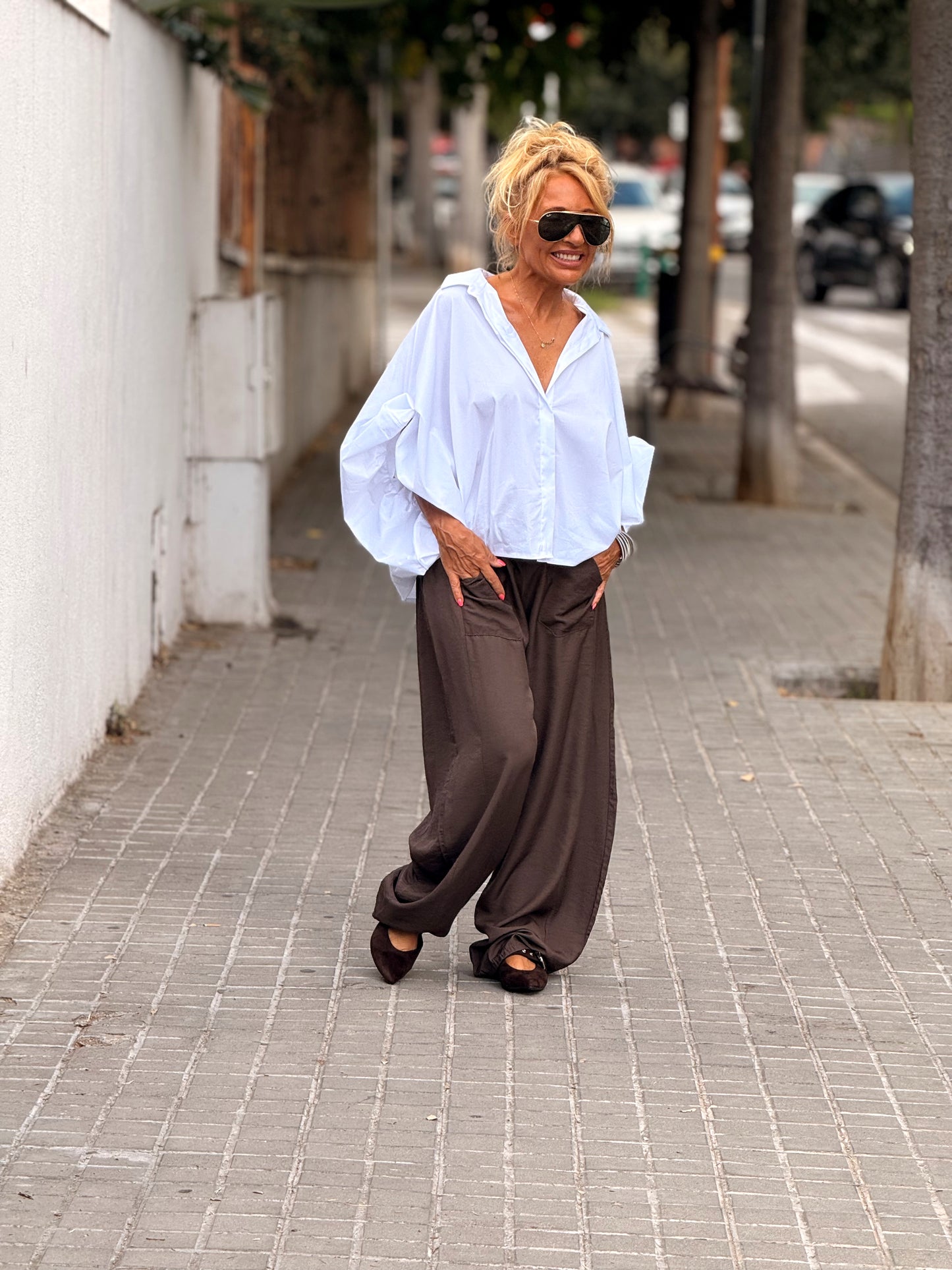 CAMISA CORTA CON BOTON MANGA BLANCO
