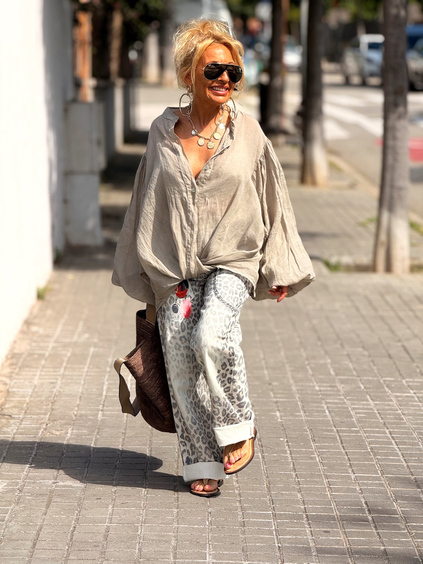 JEANS ESTAMPADO ANIMAL PRINT CRUDO