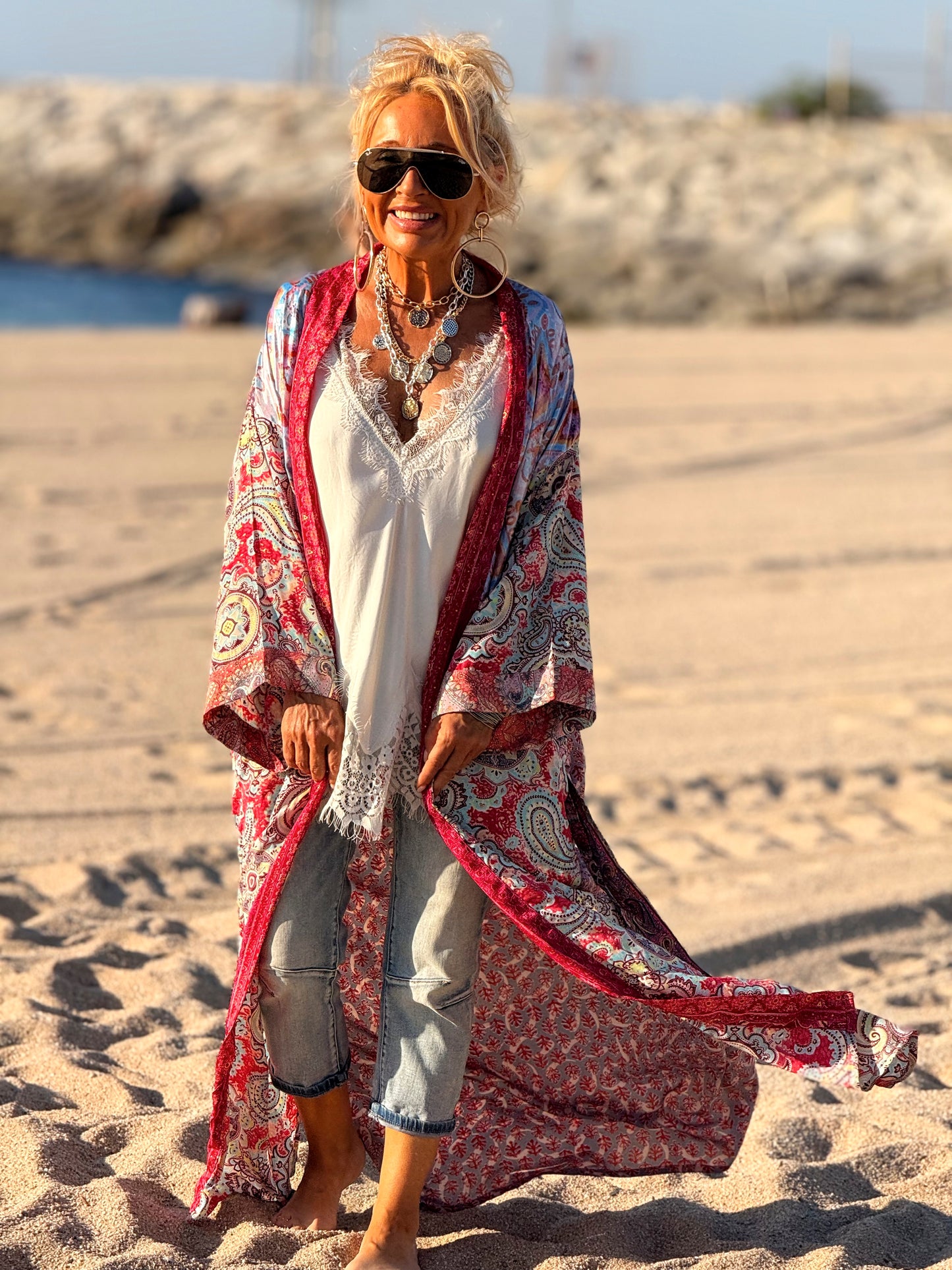 KIMONO ESTAMPADO MANGA 3/4 MULTICOLOR
