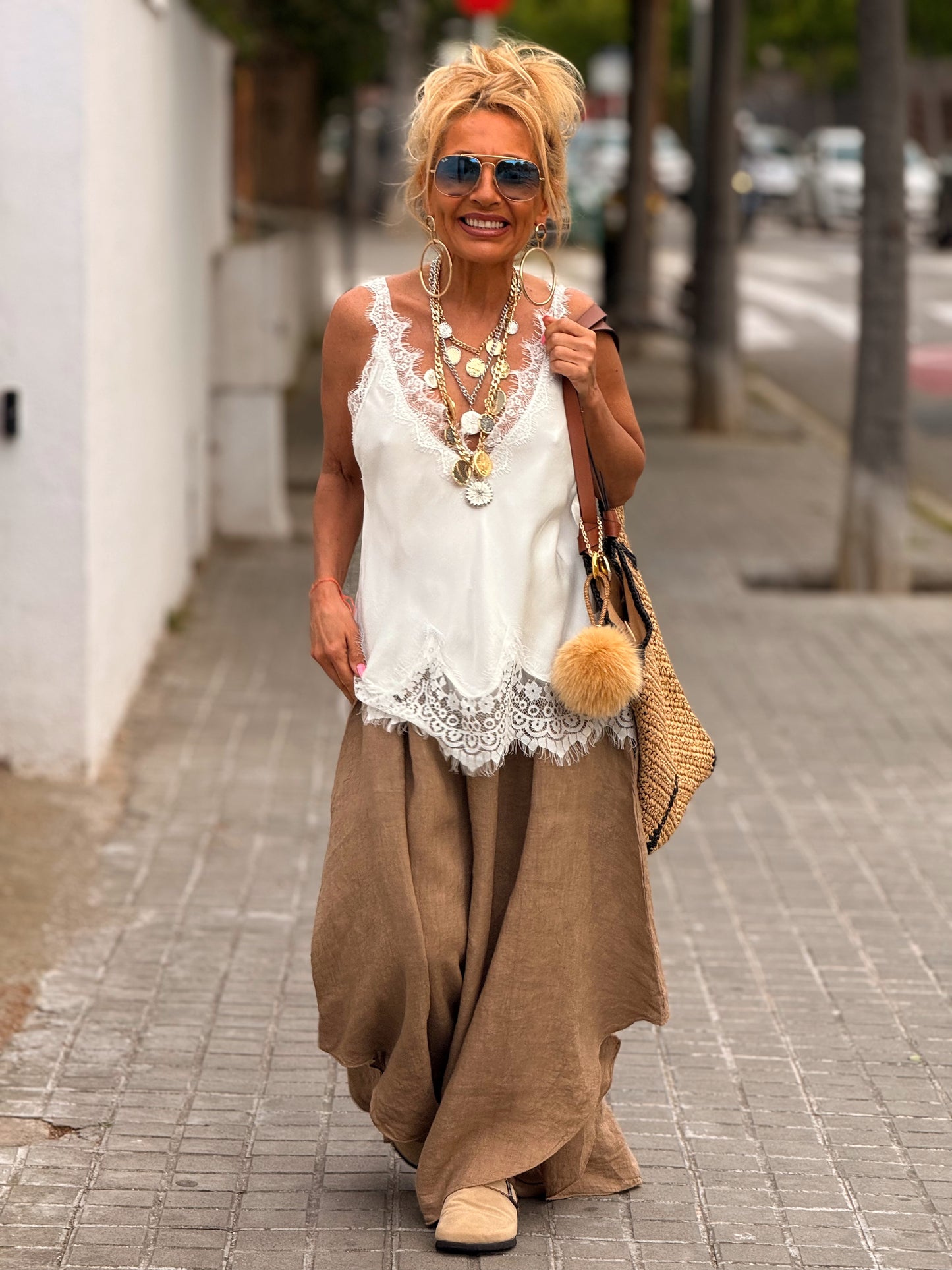 PANTALON LINO VALENTINACAMEL