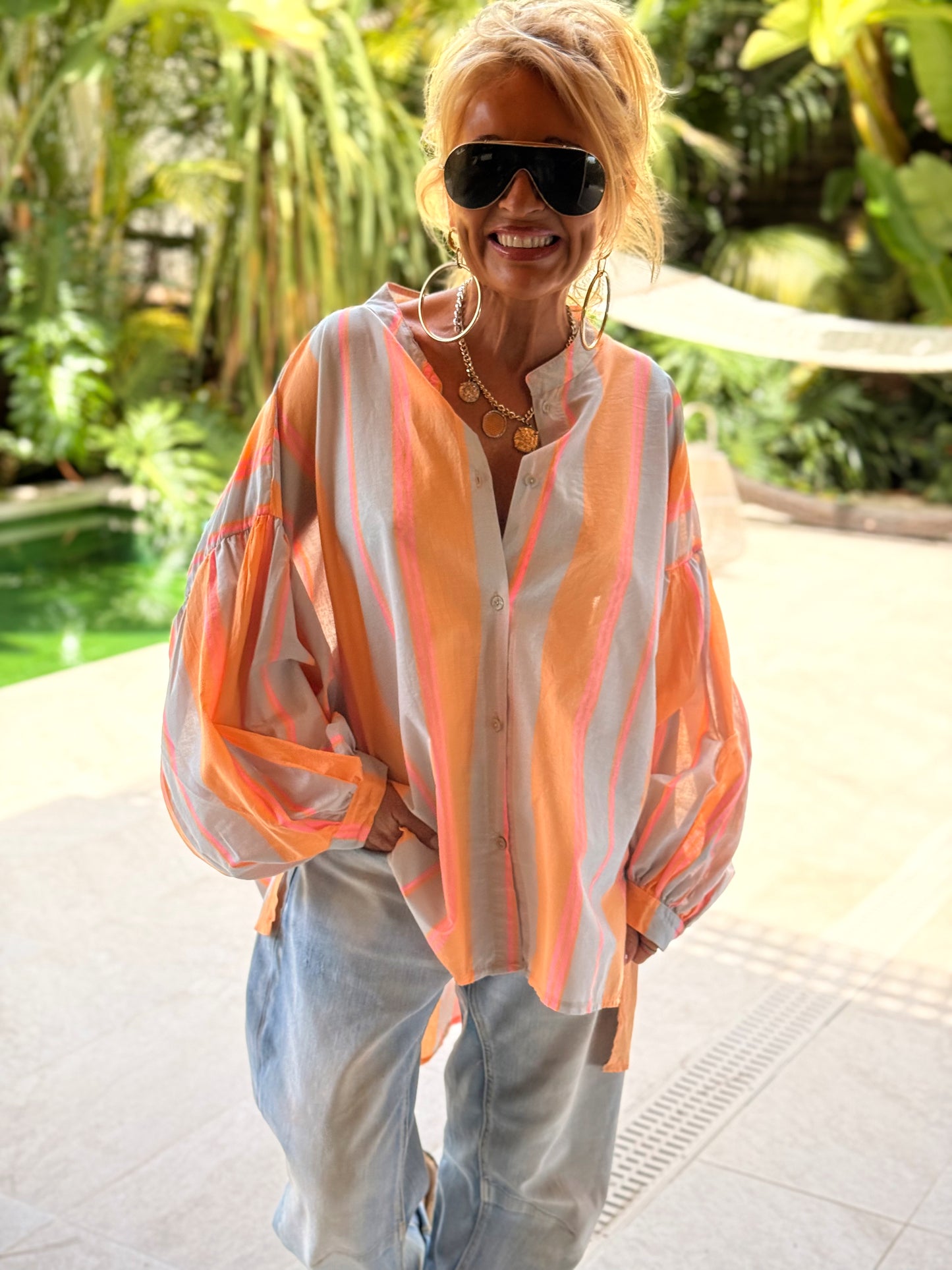 CAMISA OVERSIZE LOLITA RAYAS MULTICOLOR