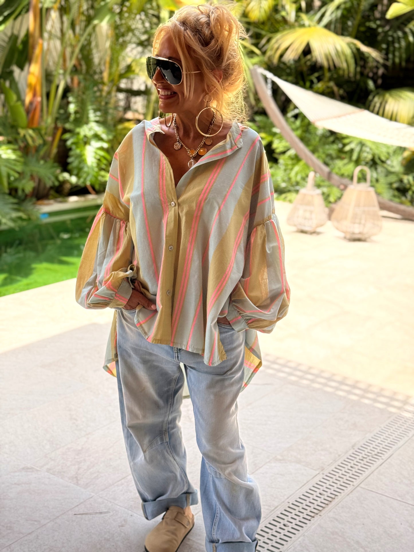 CAMISA OVERSIZE LOLITA RAYAS MULTICOLOR
