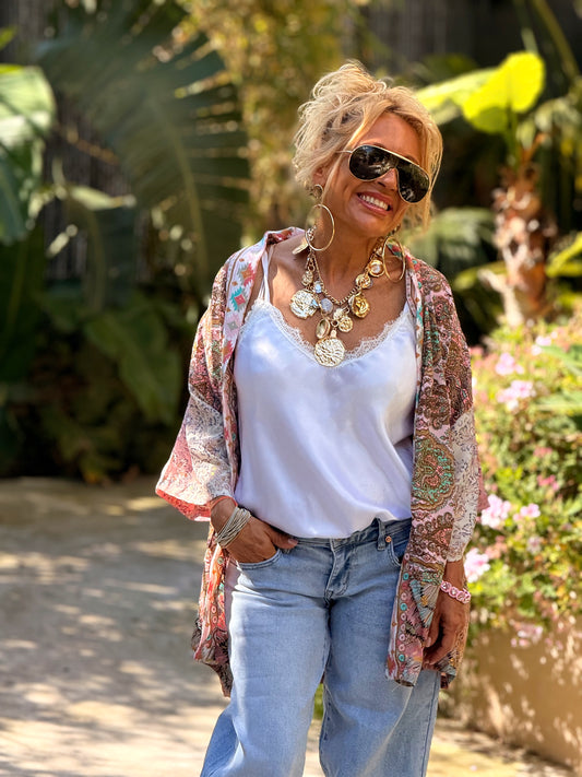 KIMONO CORTO ESTAMPADO MULTICOLOR