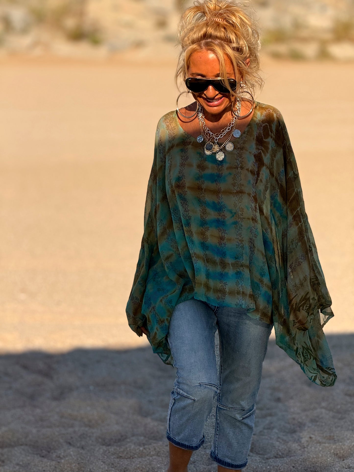BLUSA-CAPA ESTAMPADO CREPE DE SEDA INDY MULTICOLOR