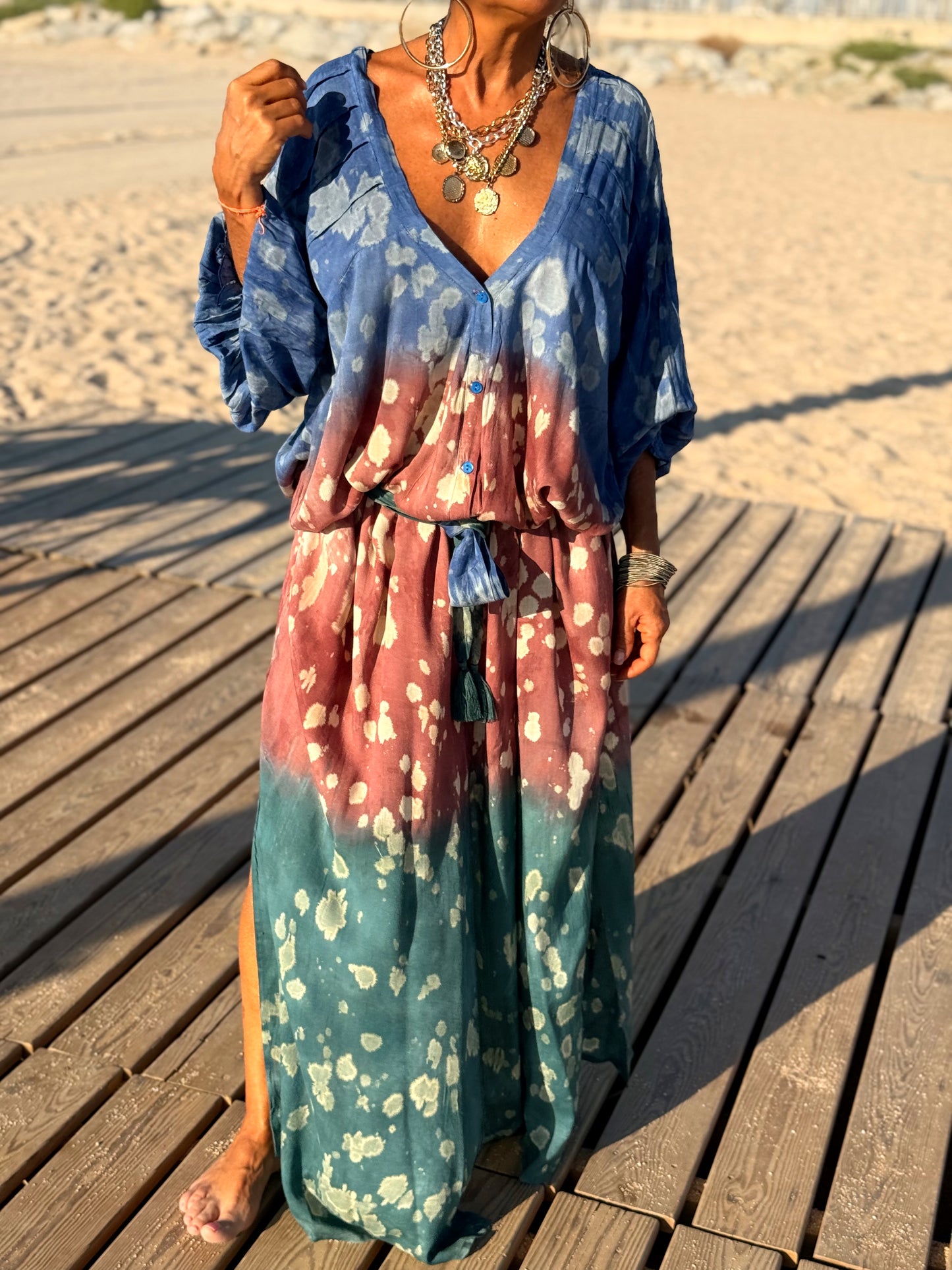 VESTIDO KAFTAN SUPER OVERSIZE MULTICOLOR