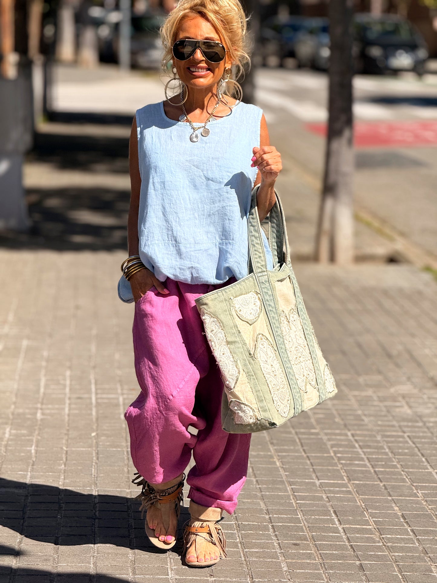 PANTALÓN BAGGY OVERSIZE LINO FLORENT MULTICOLOR