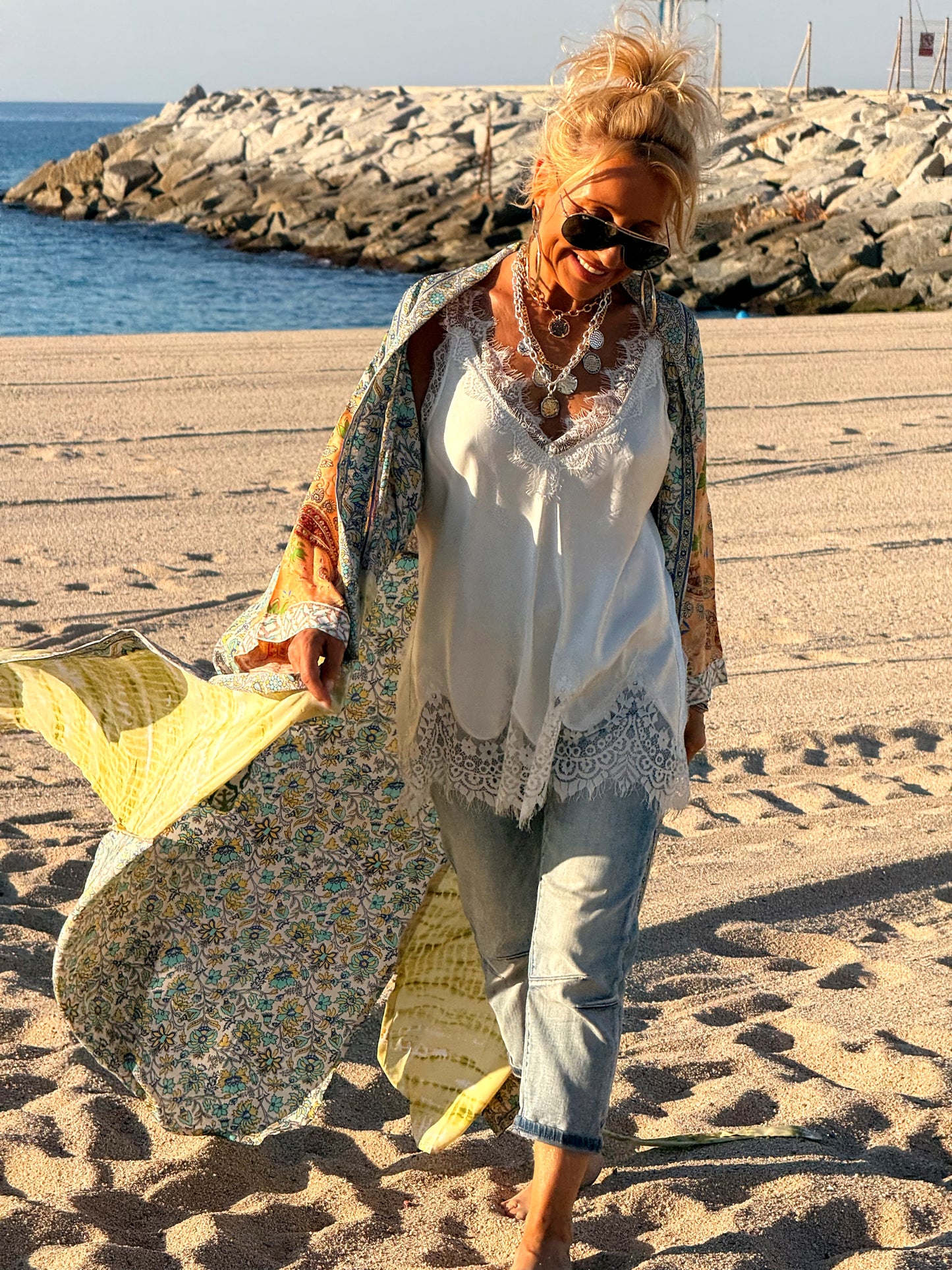 KIMONO ESTAMPADO MANGA 3/4 MULTICOLOR