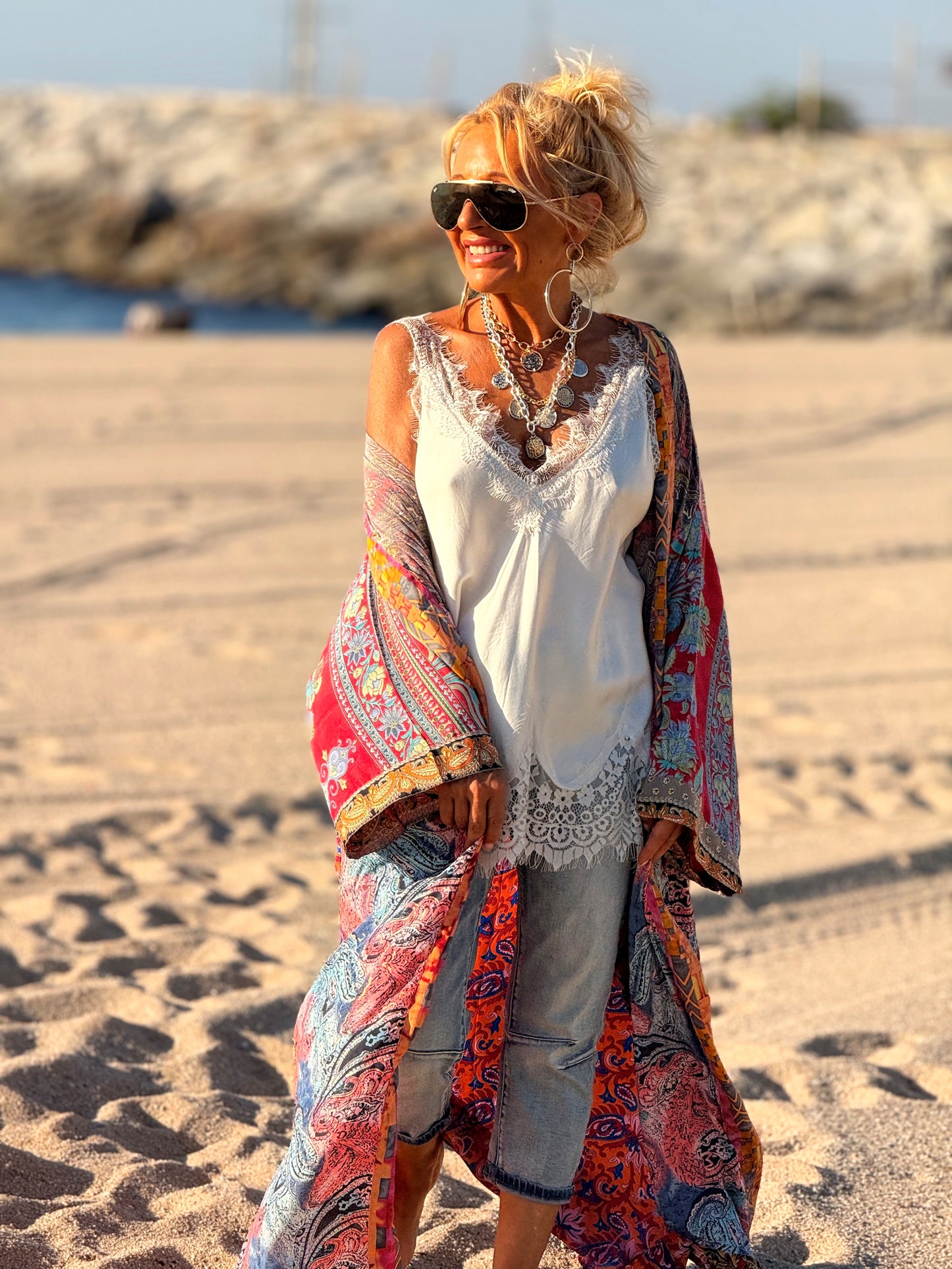 KIMONO ESTAMPADO MANGA 3/4 MULTICOLOR