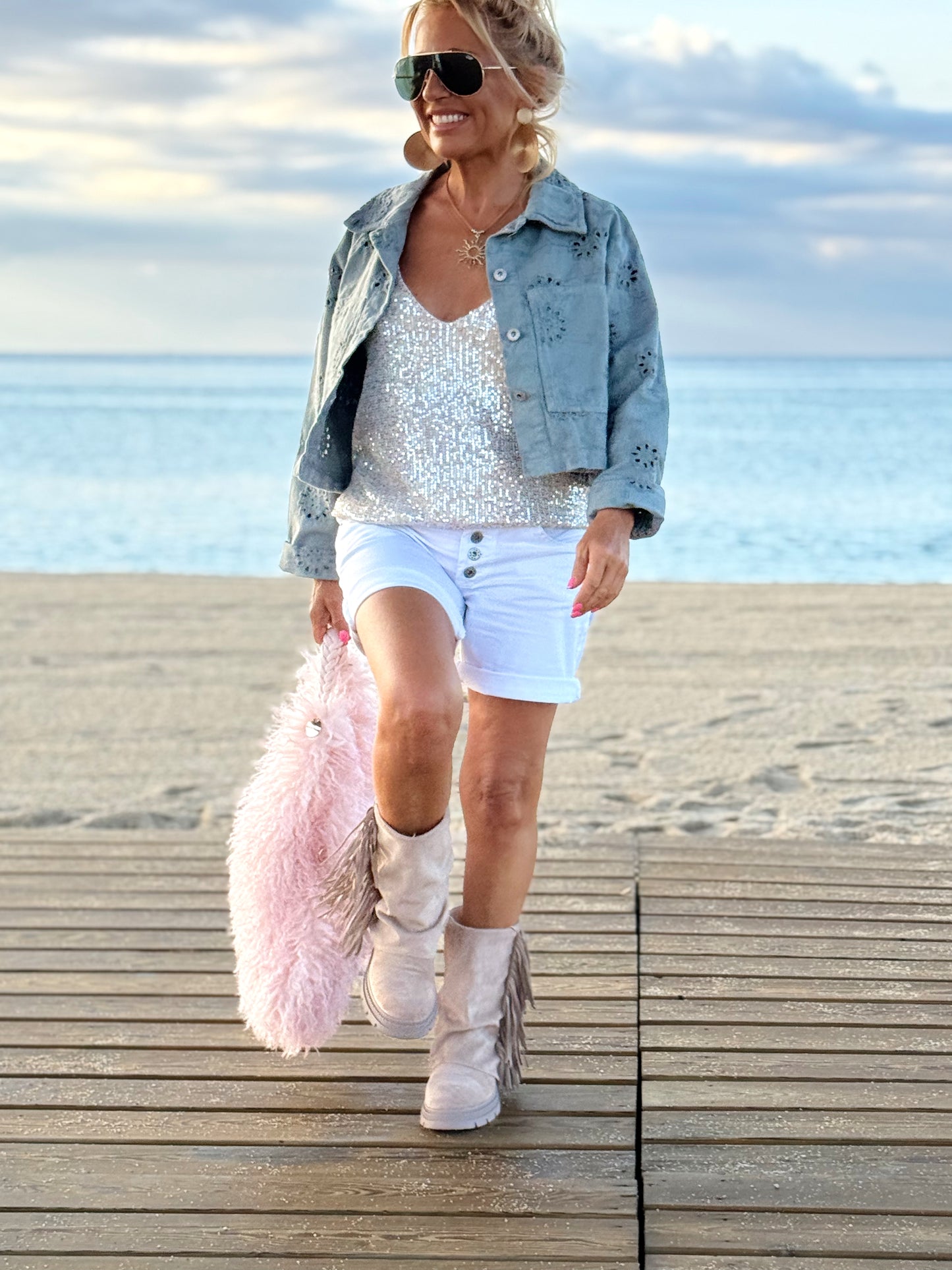 CAZADORA CORTA CROCHET KAKI