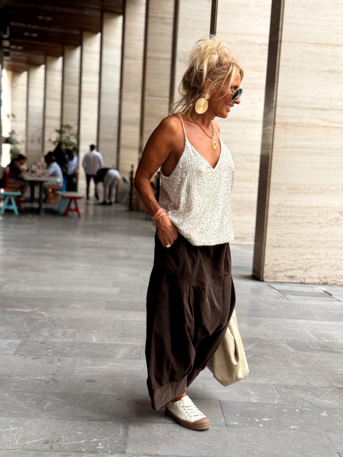 PANTALONES PANA CROPPED BAGGY OVERSIZE MULTICOLOR