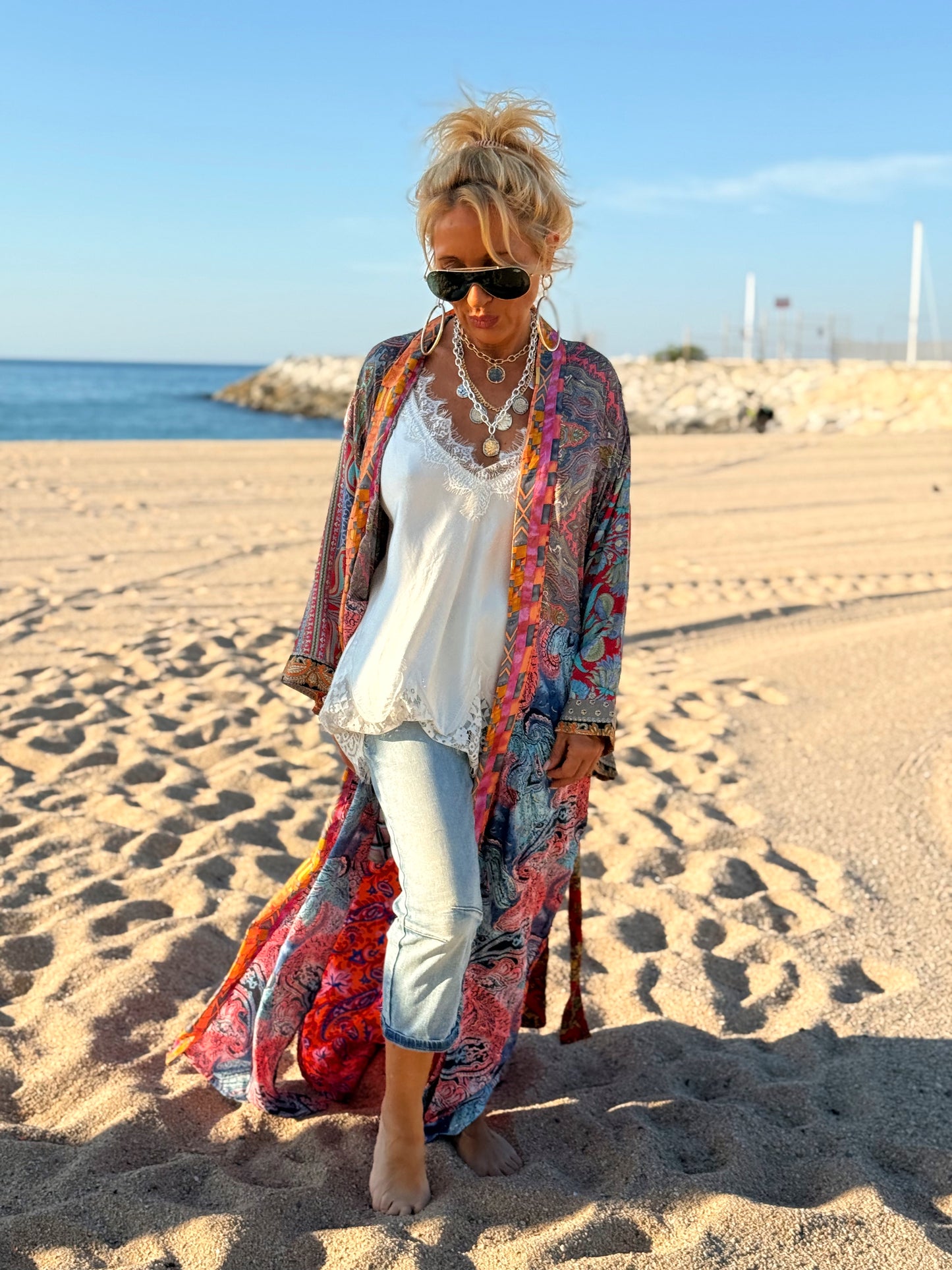 KIMONO ESTAMPADO MANGA 3/4 MULTICOLOR