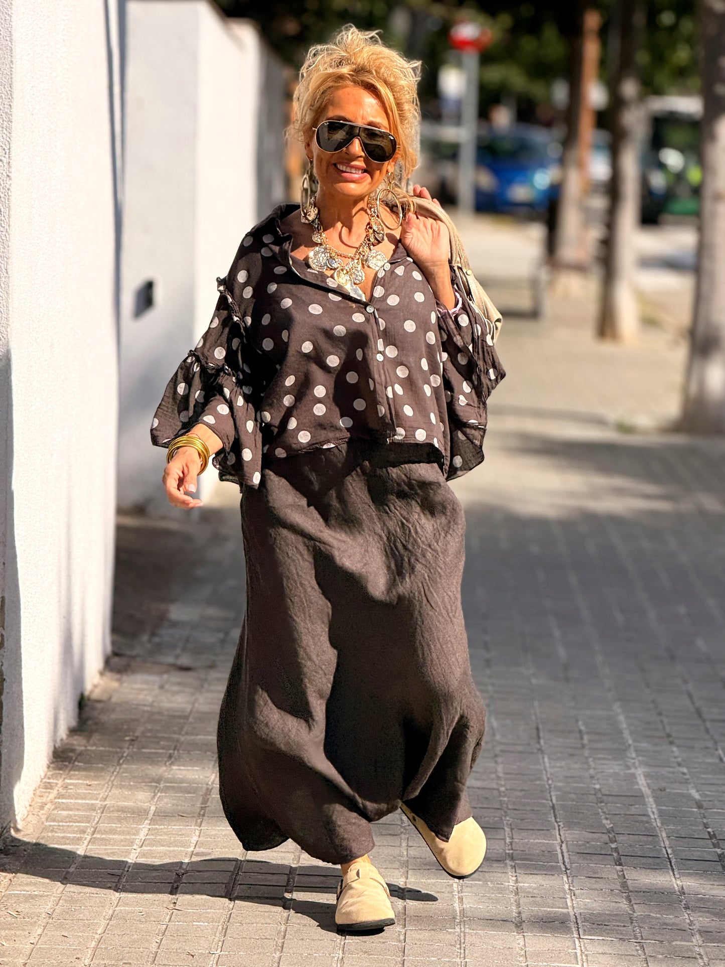 CAMISA CORTA LUNARES MULTICOLOR