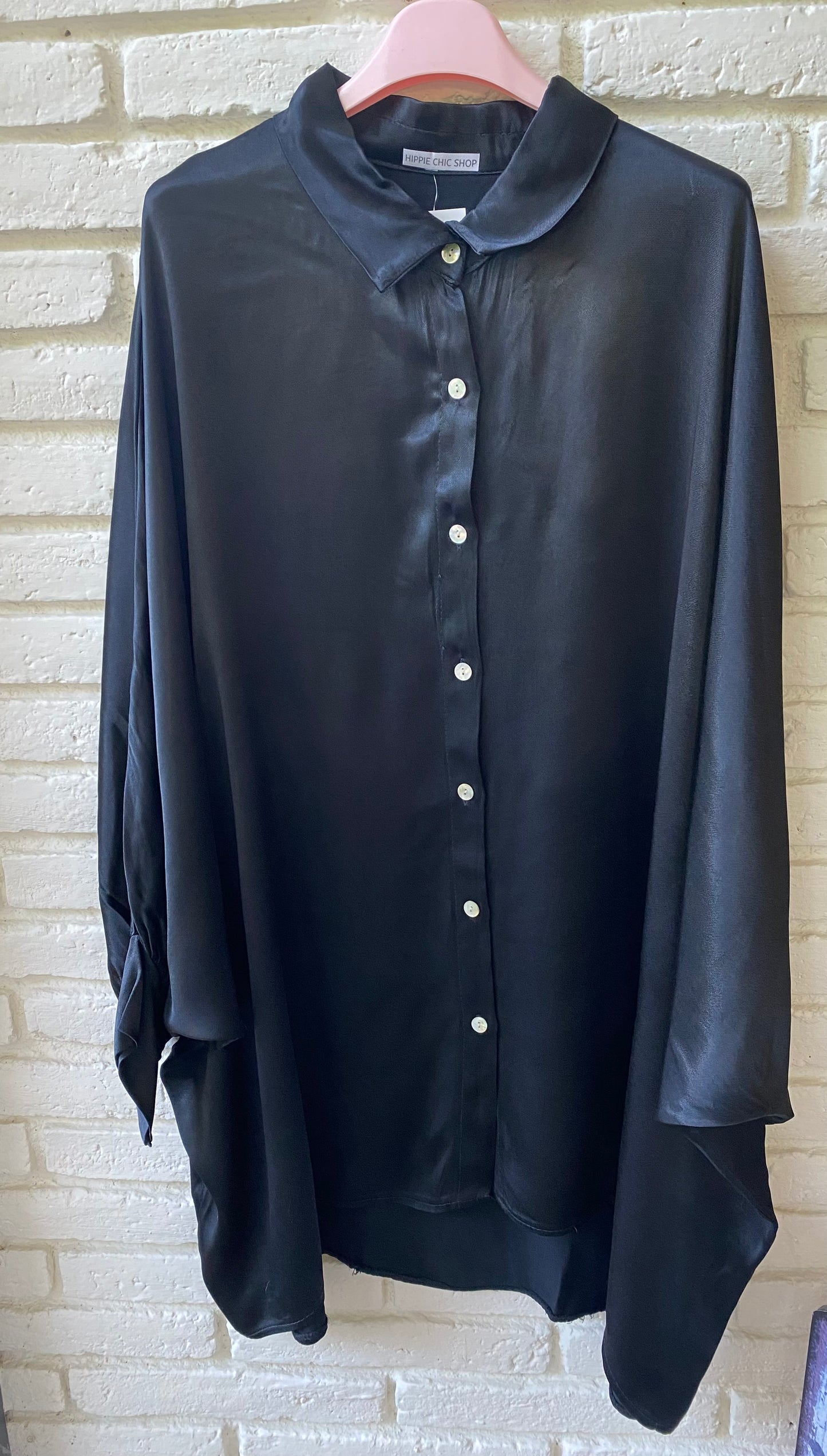 CAMISA VESTIDO SATINADO ALEXIA NEGRO