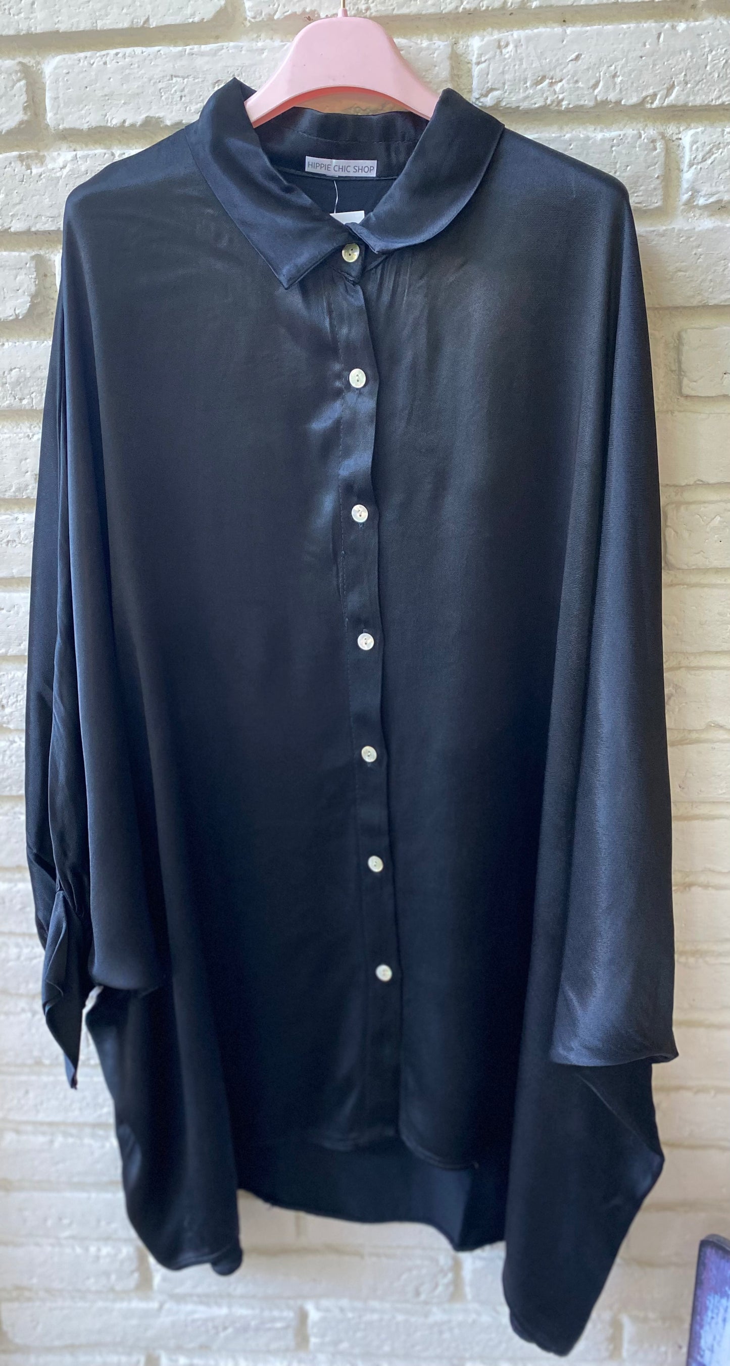 CAMISA VESTIDO SATINADO ALEXIA NEGRO