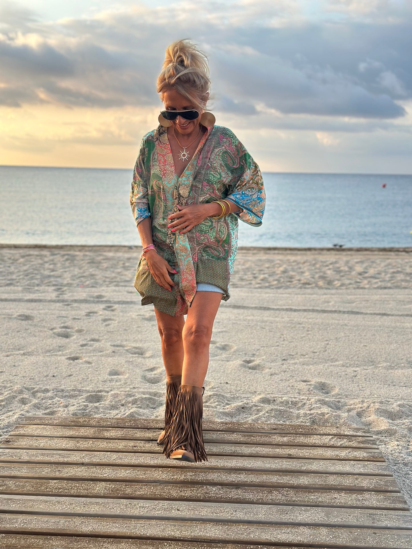 KIMONO CORTO ESTAMPADO