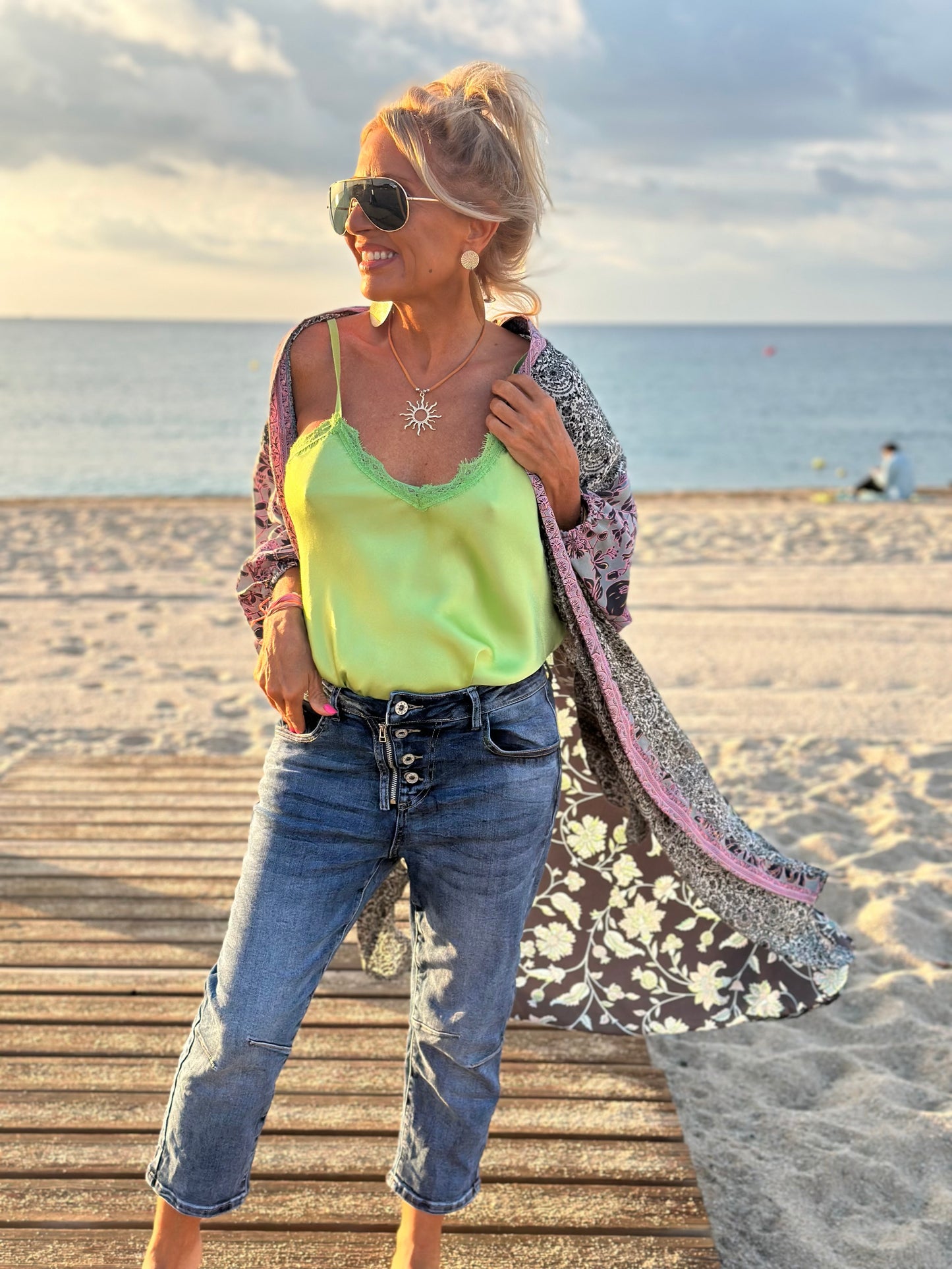 KIMONO ESTAMPADO MANGA ELÁSTICO MULTICOLOR