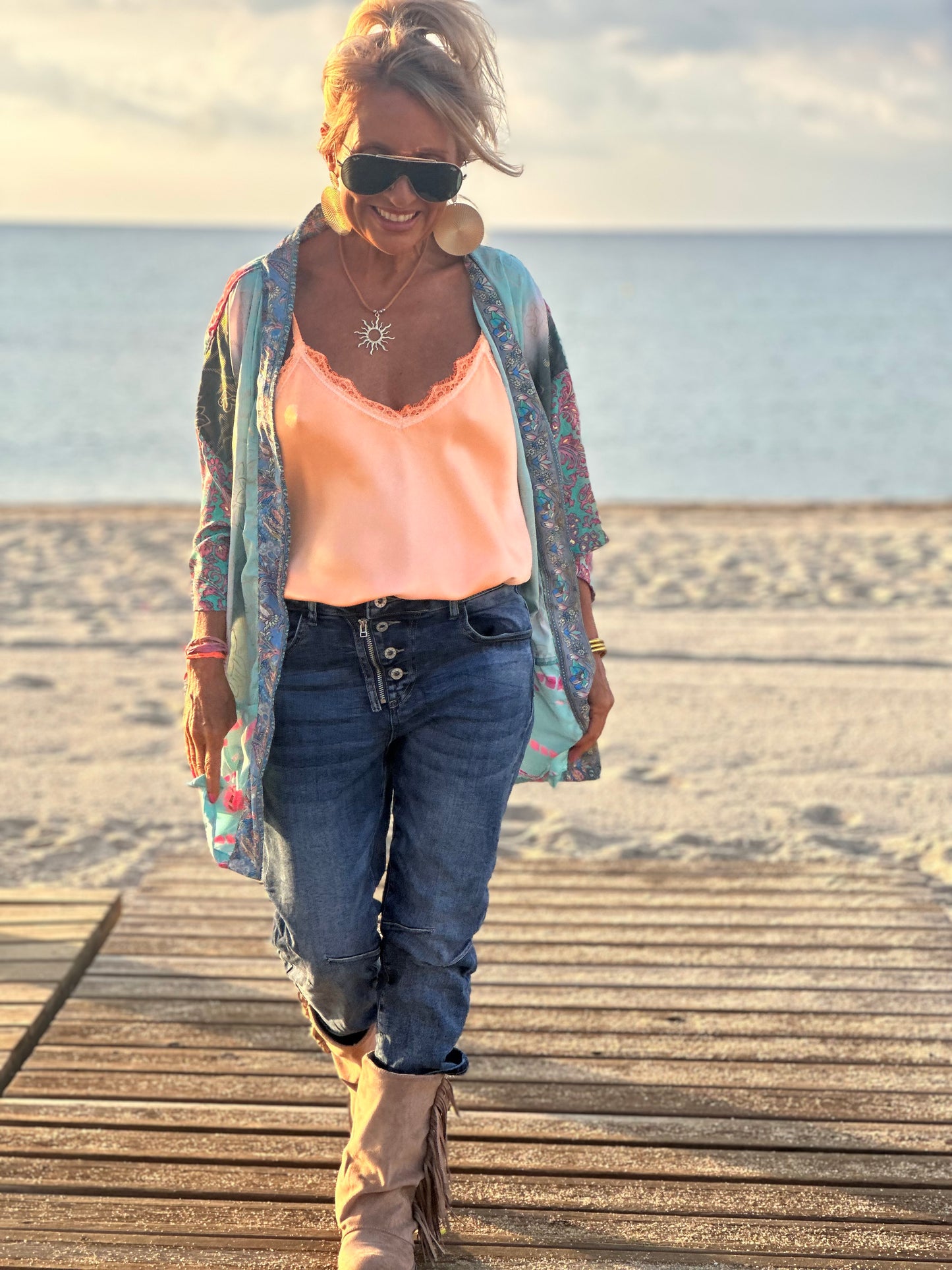 KIMONO CORTO ESTAMPADO MULTICOLOR