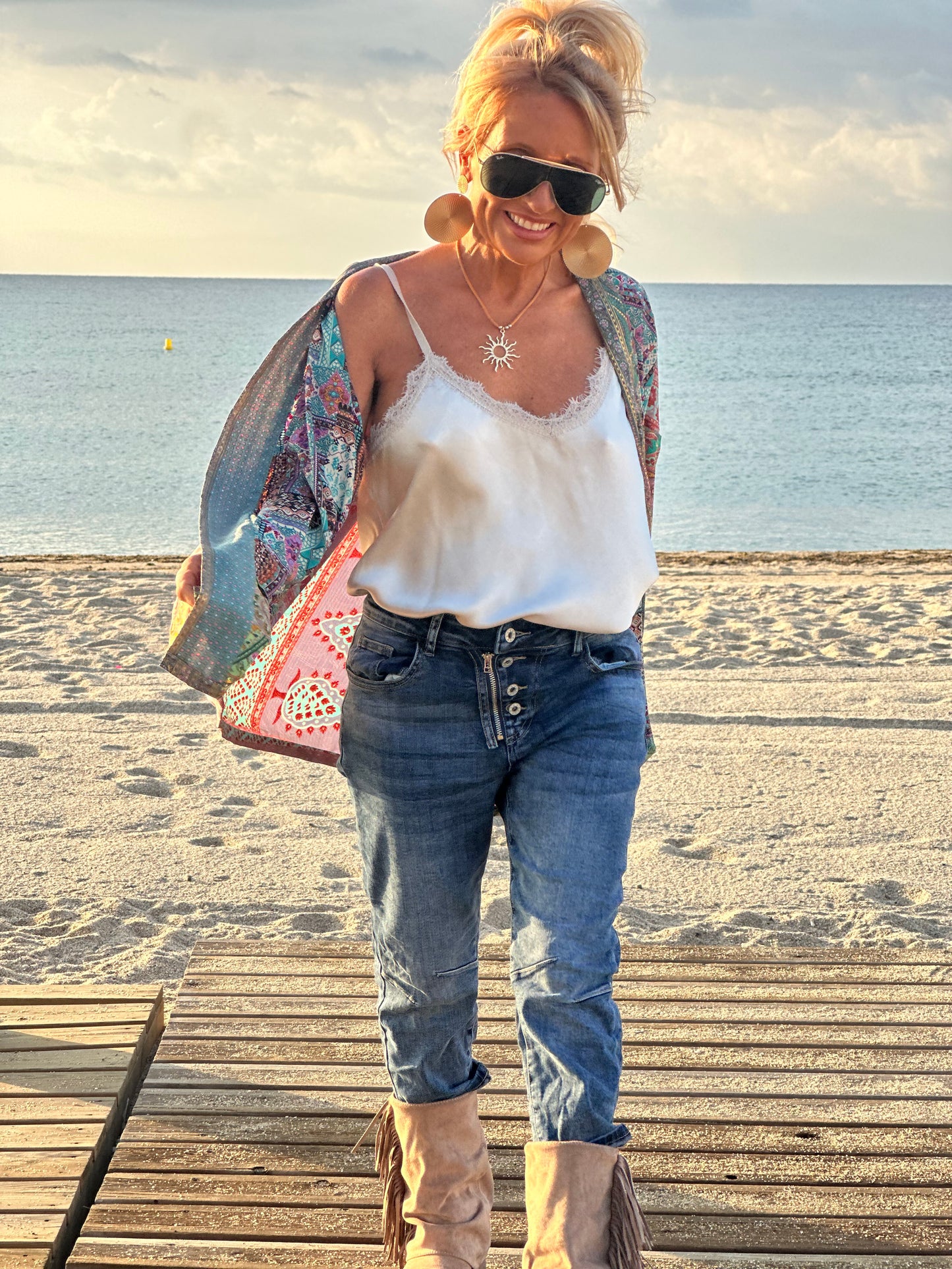 KIMONO CORTO ESTAMPADO MULTICOLOR