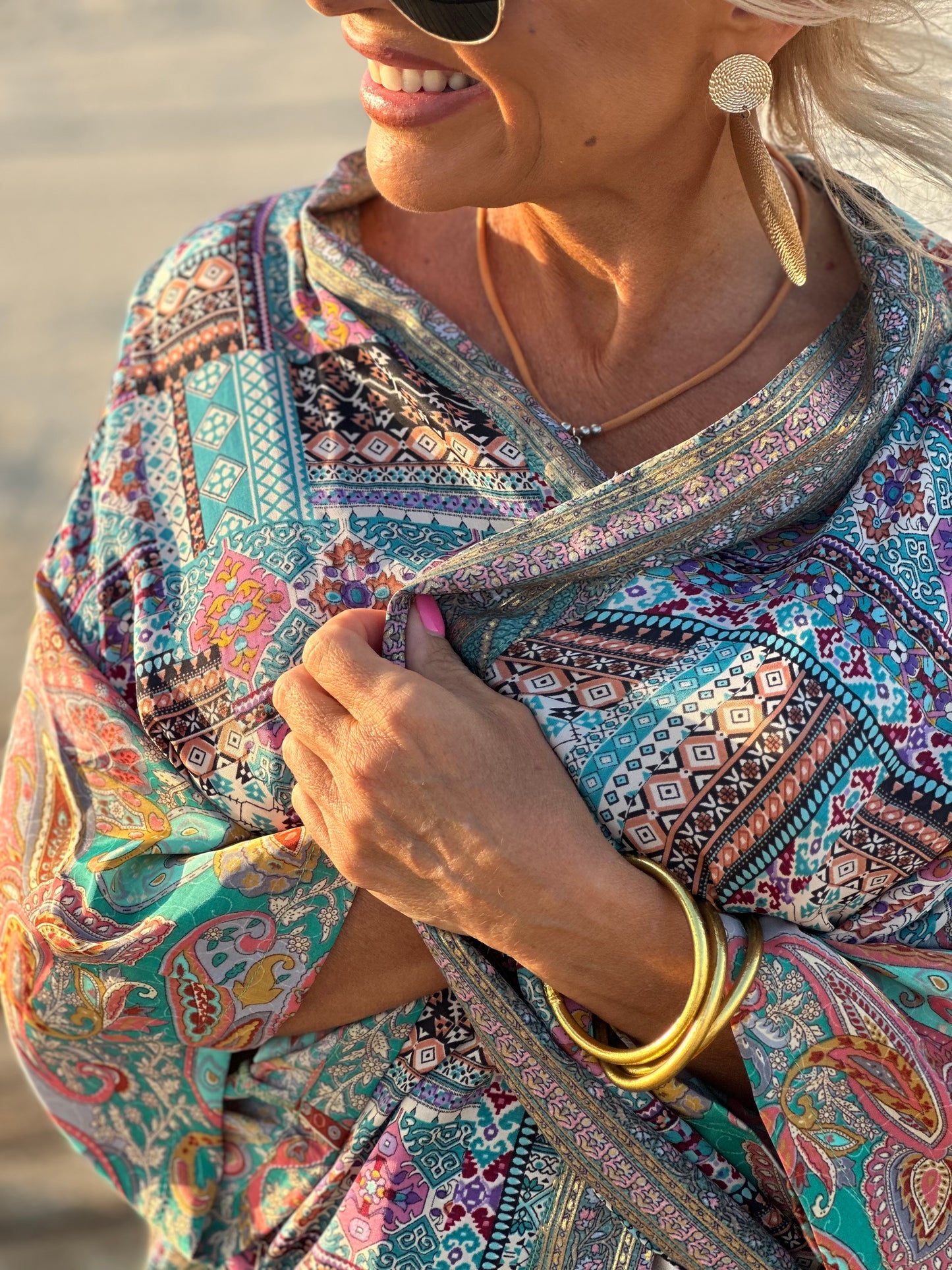 KIMONO CORTO ESTAMPADO MULTICOLOR