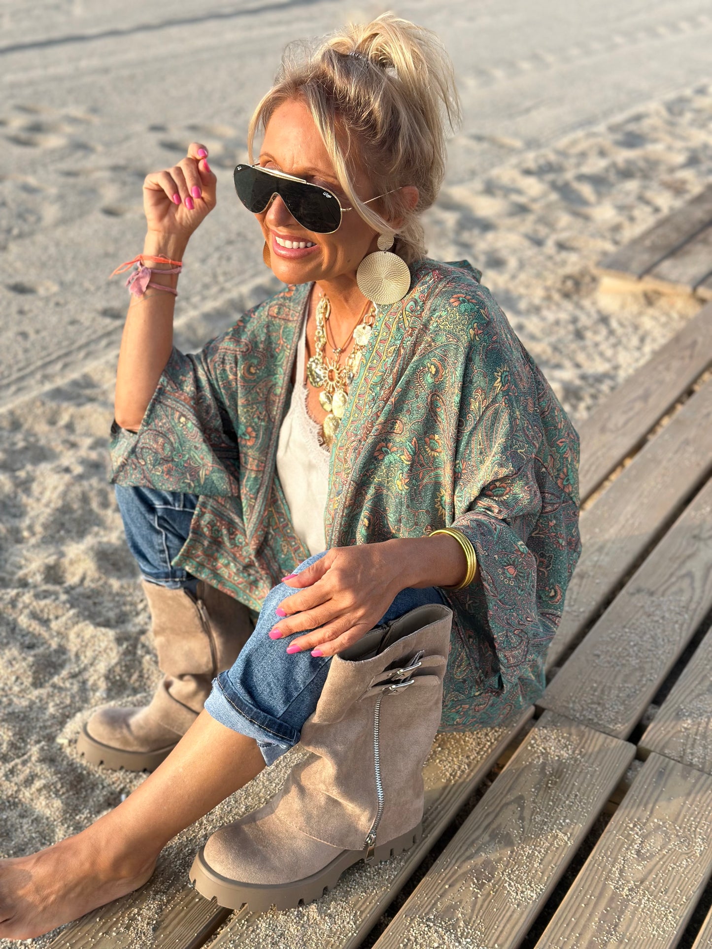 KIMONO CORTO ESTAMPADO MULTICOLOR