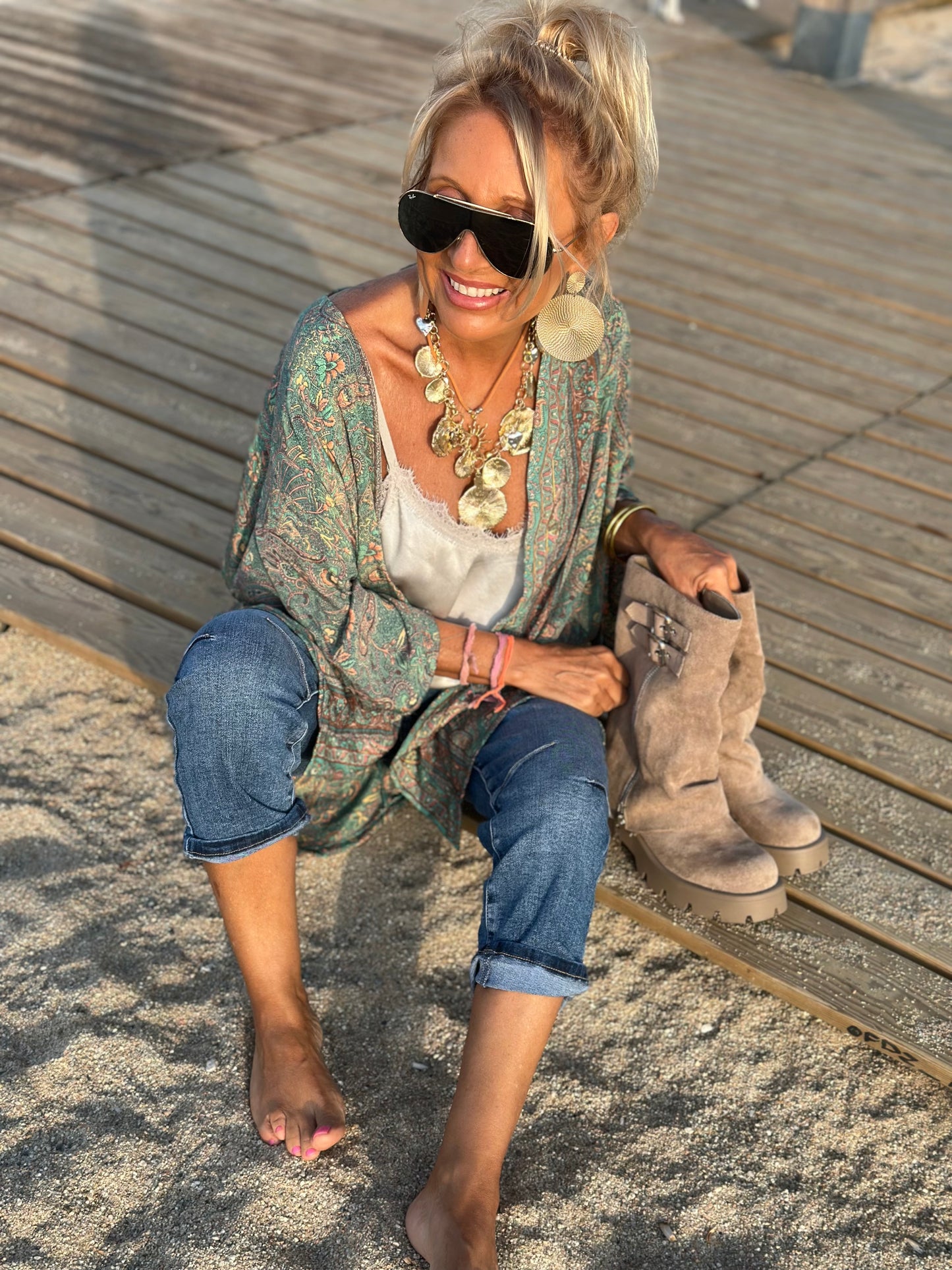 KIMONO CORTO ESTAMPADO MULTICOLOR