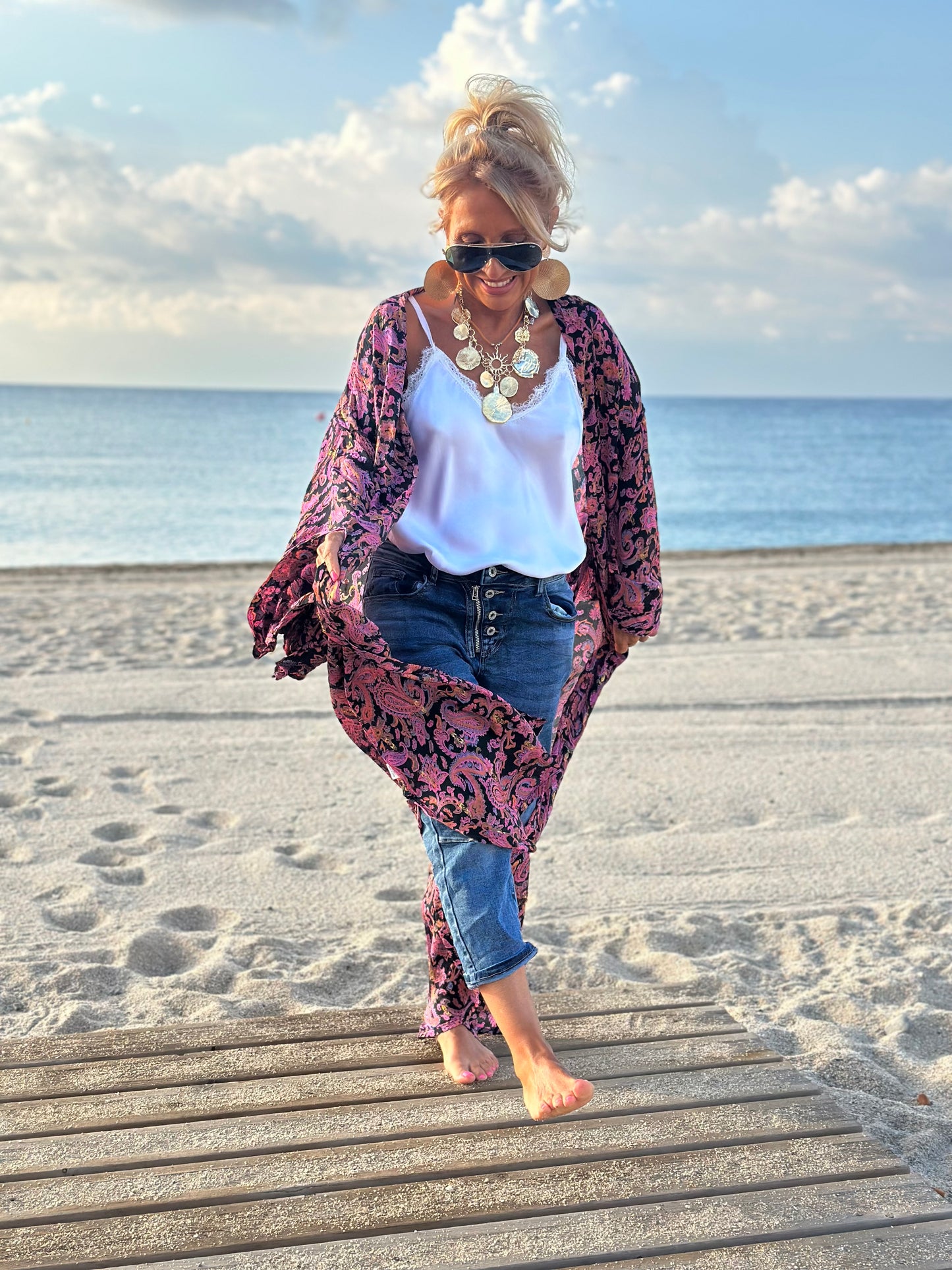 KIMONO MANGA LARGA ESTAMPADO